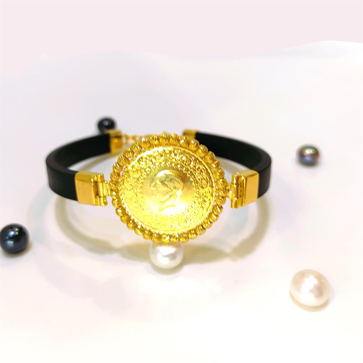 Yarım Altınlı Dorika Toplu Silikon Bileklik 22 Ayar+14 ayar HD VİDEOLU