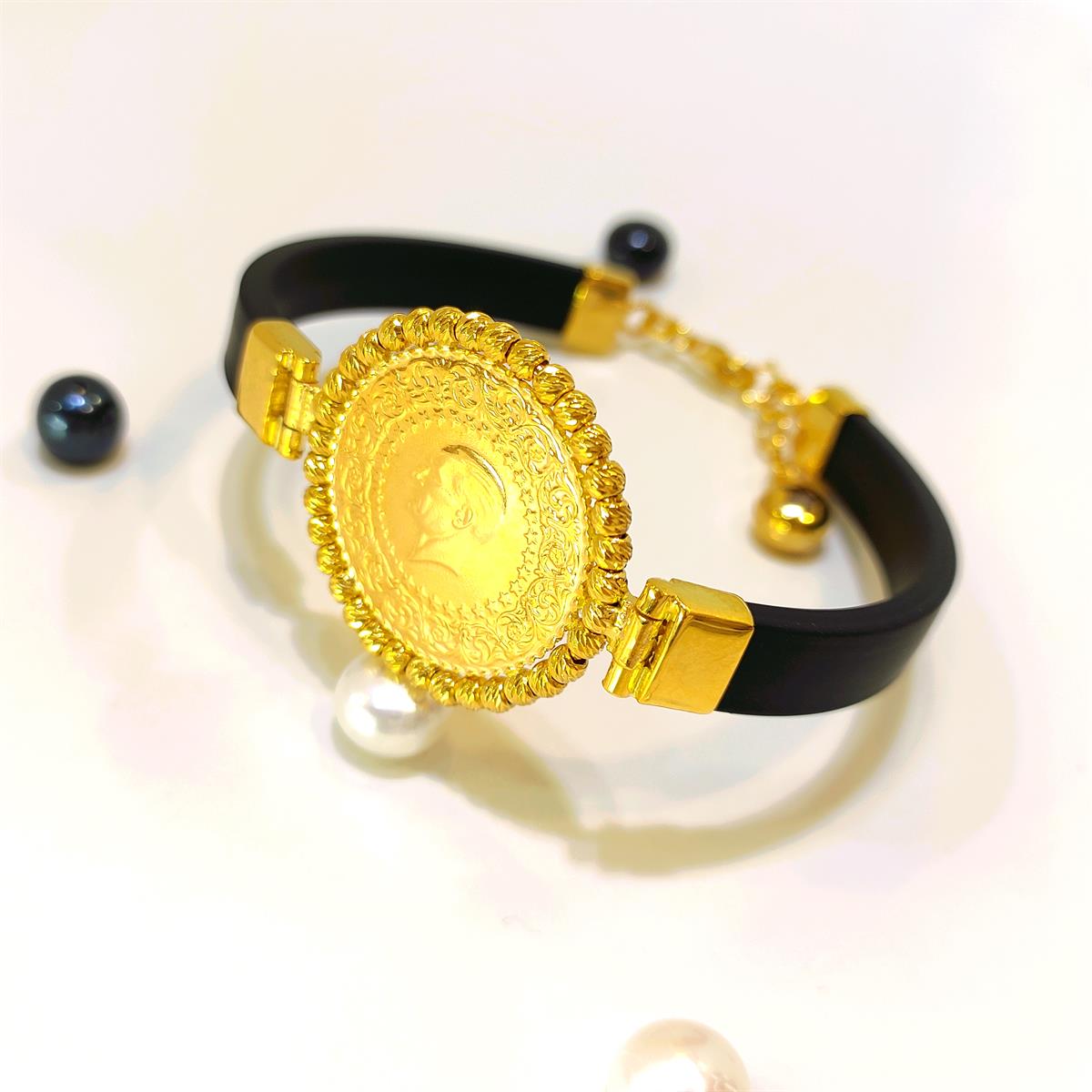 Yarım Altınlı Dorika Toplu Silikon Bileklik 22 Ayar+14 ayar HD VİDEOLU