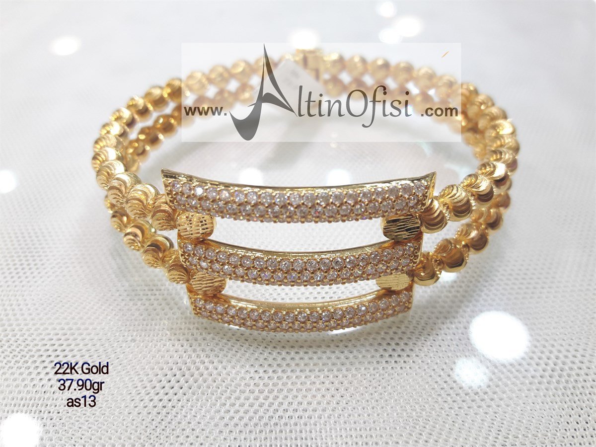 Dorika Toplu Üçlü Kaburga Kelepçe Bilezik 22 Ayar Altın