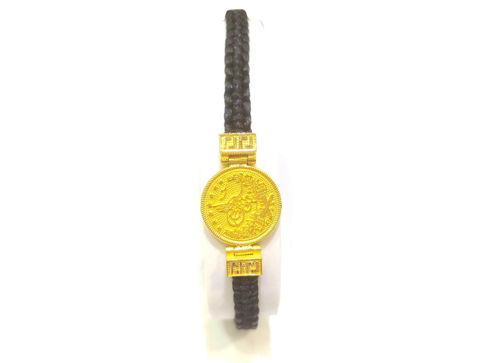 MAkrome Örgü Tuğralı Bileklik 14 ayar Altın