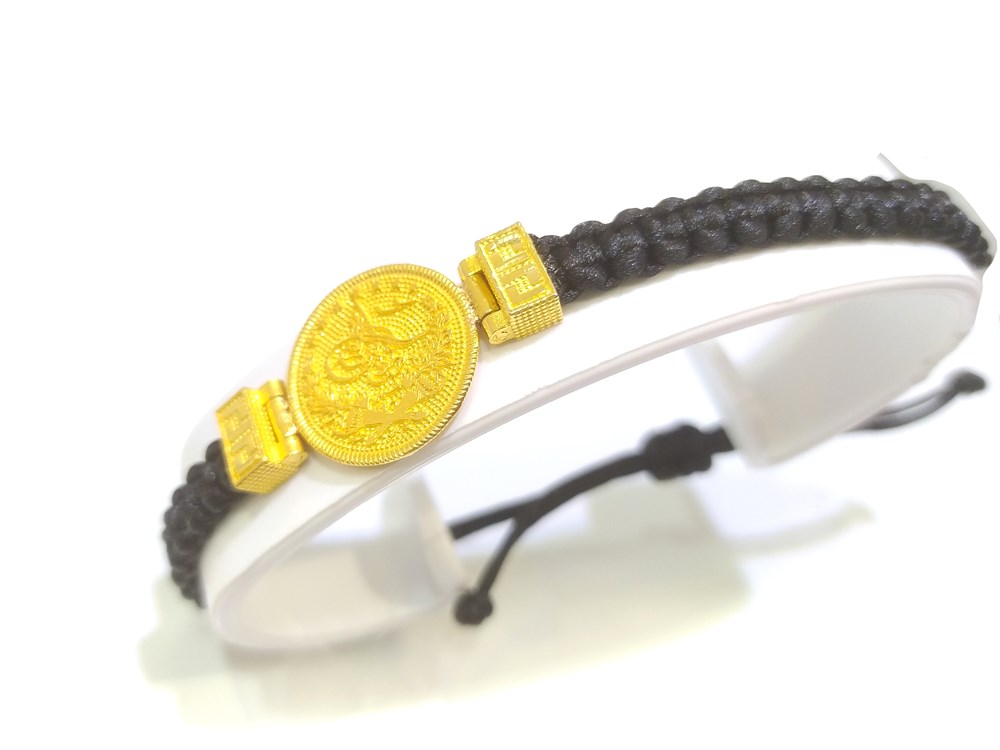 MAkrome Örgü Tuğralı Bileklik 14 ayar Altın