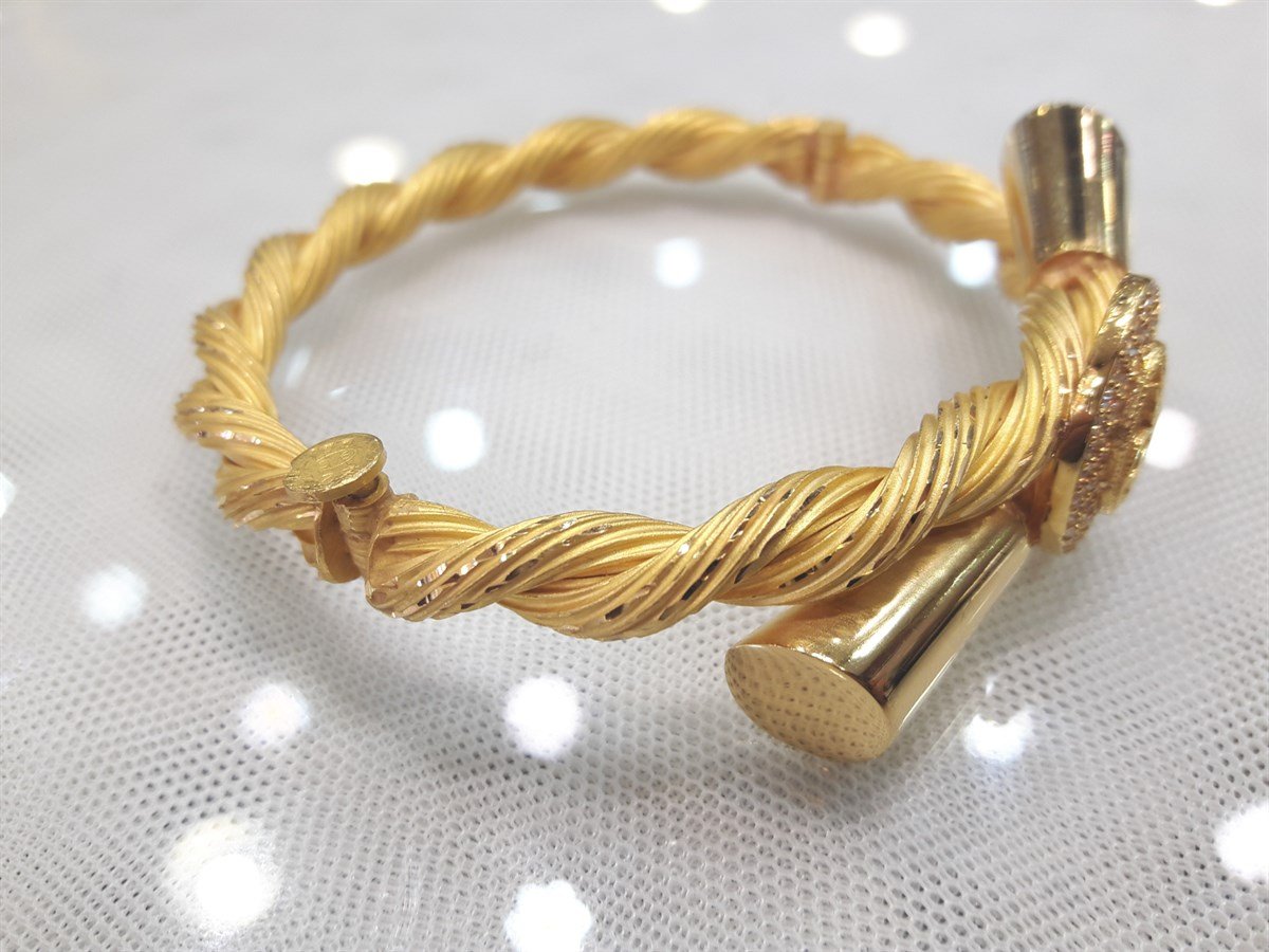 Tuğralı Fişekli Kelepçe Bilezik 22 Ayar Altın