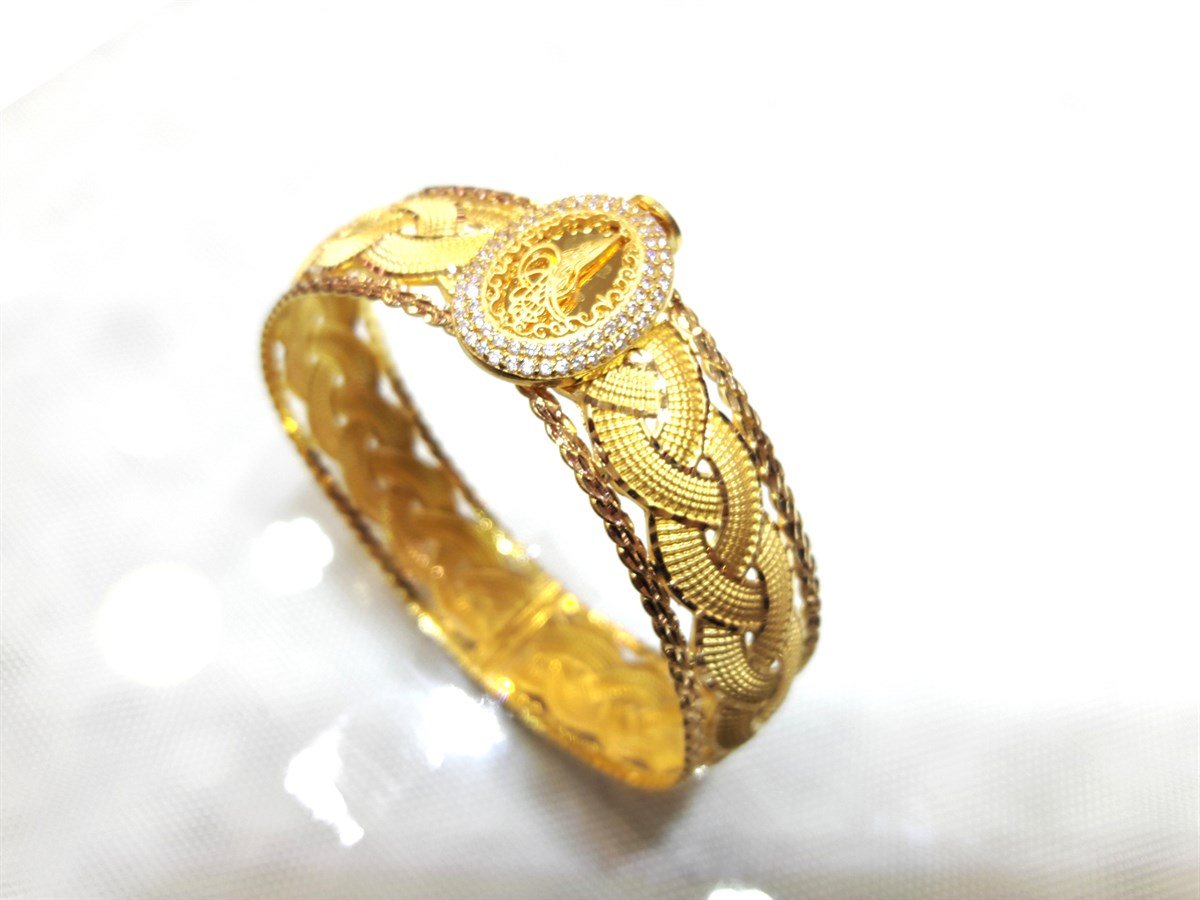 Tuğralı Kelepçe Bilezik 22 Ayar Altın