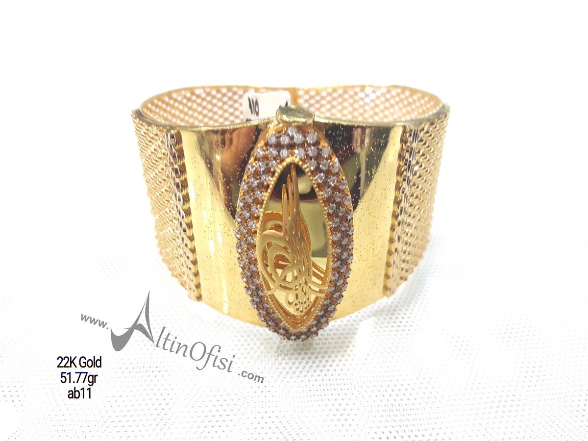 Tuğralı Kelepçe Bilezik 22 Ayar Altın