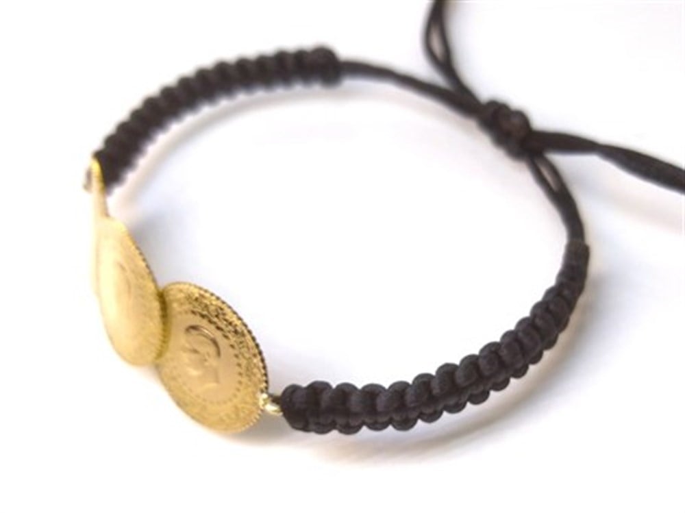 Üç Çeyrek Altınlı Makrome Örgü Bileklik 22 Ayar Altın