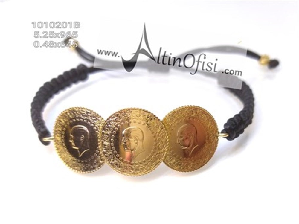 Üç Çeyrek Altınlı Makrome Örgü Bileklik 22 Ayar Altın