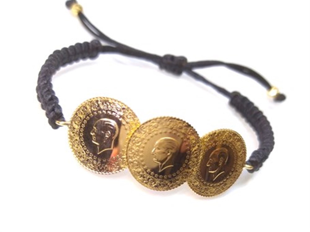 Üç Çeyrek Altınlı Makrome Örgü Bileklik 22 Ayar Altın