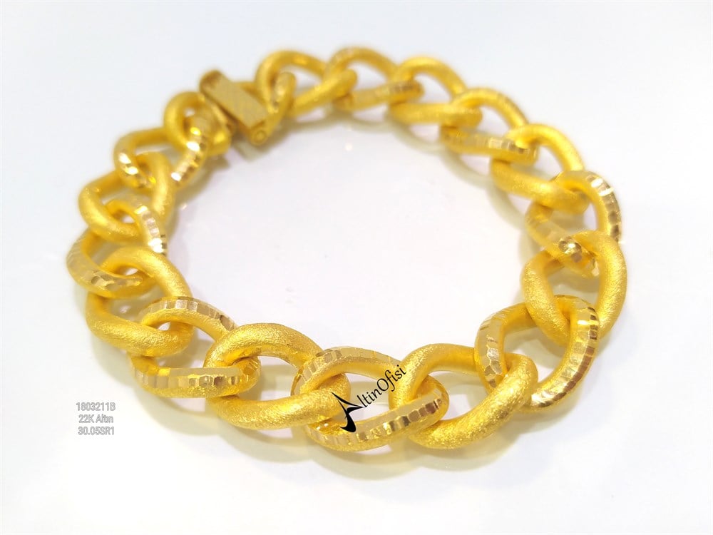 Uzay Yolu Zincir Künye Bileklik  22 Ayar Altın 