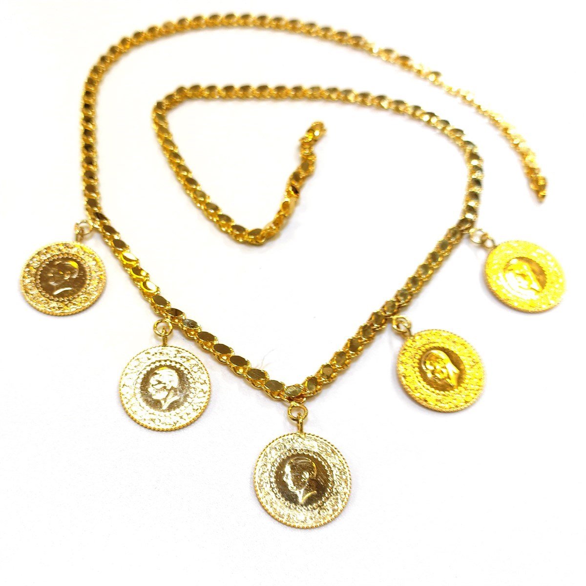 5 Çeyrek Altınlı Pullu Zincirli Gerdanlık Kolye 4K VİDEOLU Zincir 14 Ayar