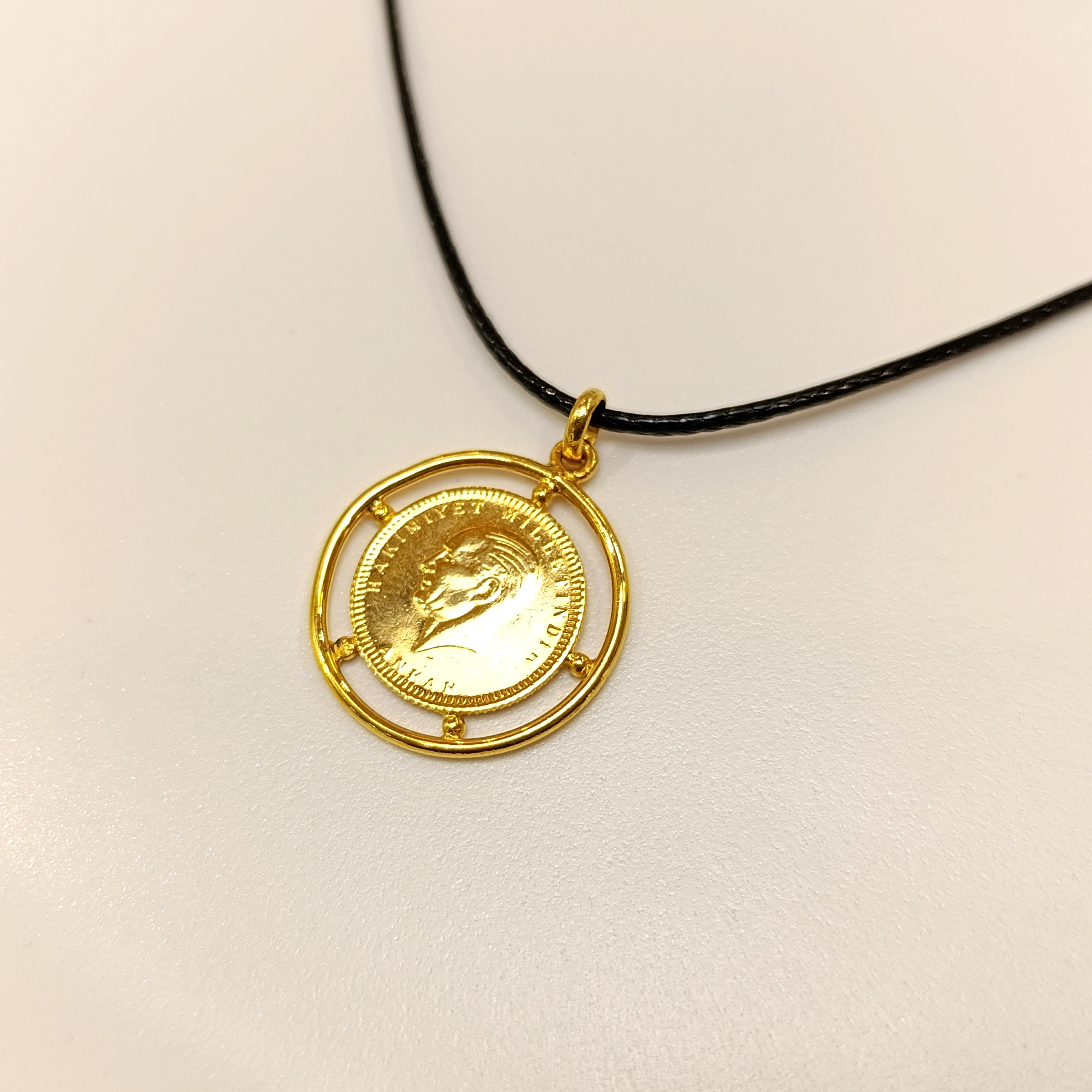 Atalira Çeyrek Altınlı Çerçeveli Kolye 22 Ayar Altın HD VİDEOLU