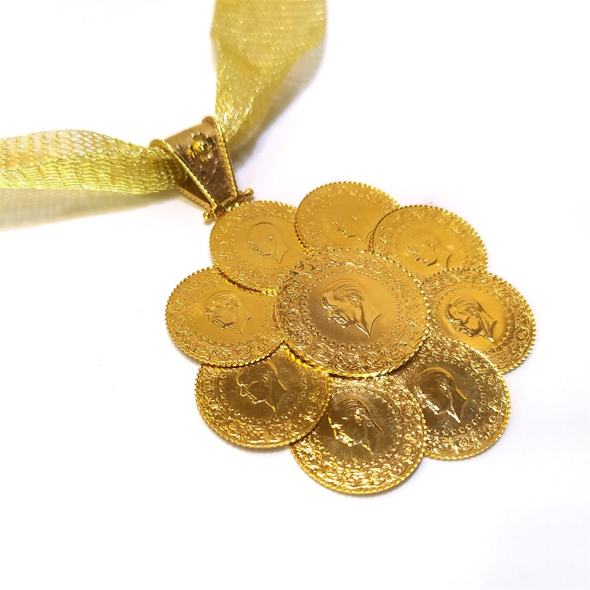 Çeyrekli Papatya Kolye 14 Ayar Altın 