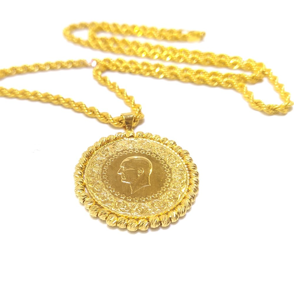 Dorika Toplu Teklik Tam Altınlı Kolye Ucu 22 ayar Altın