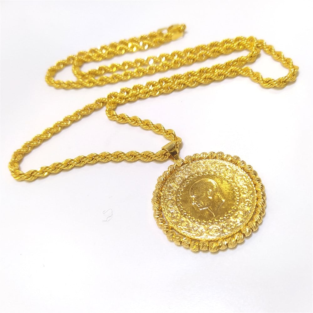 Dorika Toplu Teklik Tam Altınlı Kolye Ucu 22 ayar Altın