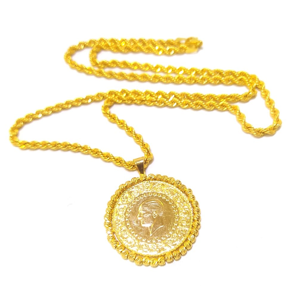 Dorika Toplu Teklik Tam Altınlı Kolye Ucu 22 ayar Altın