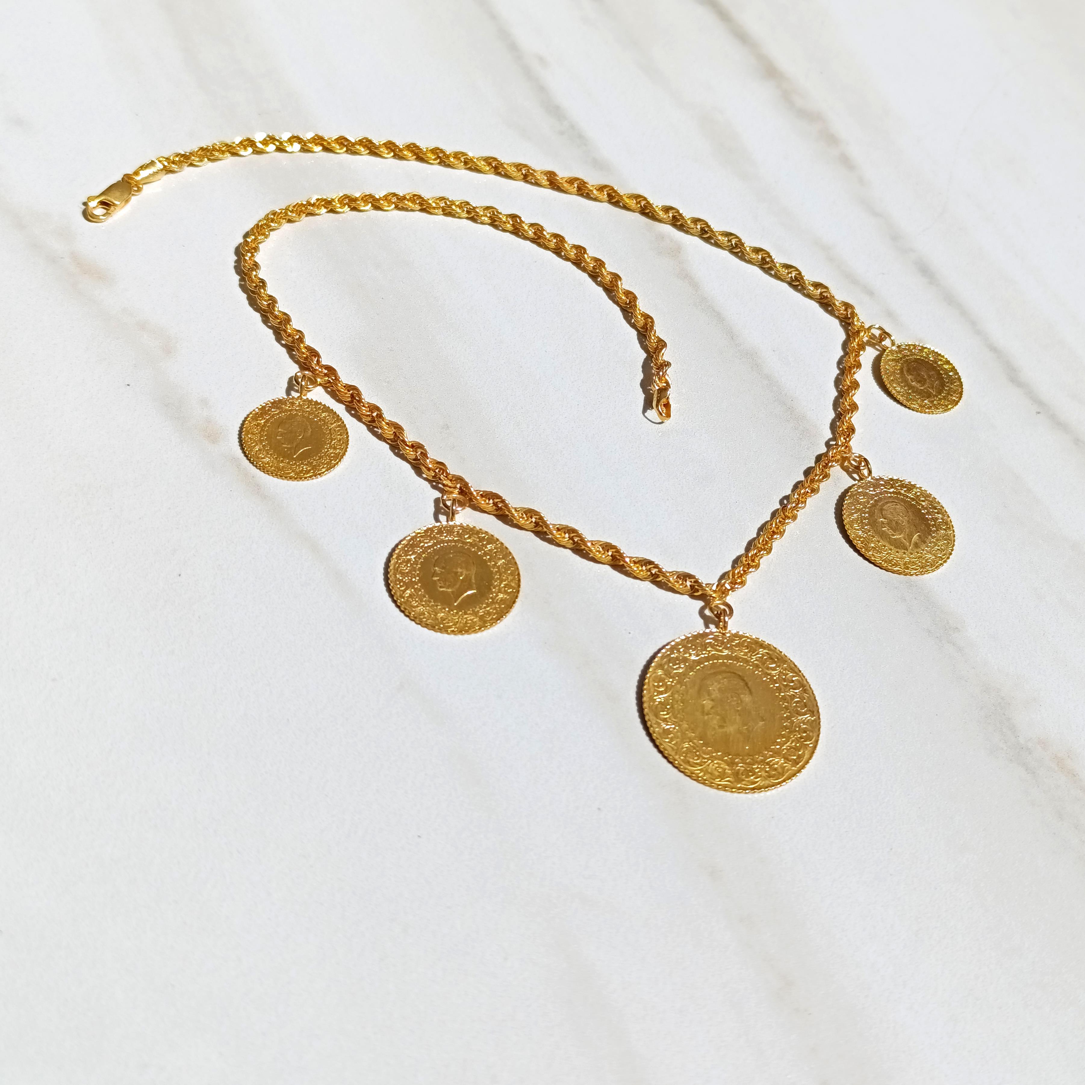 Sıralı Altınlı Kolye  Altınlı Kolye Tam Altın Yarım Altın ve Çeyrek Altınlı