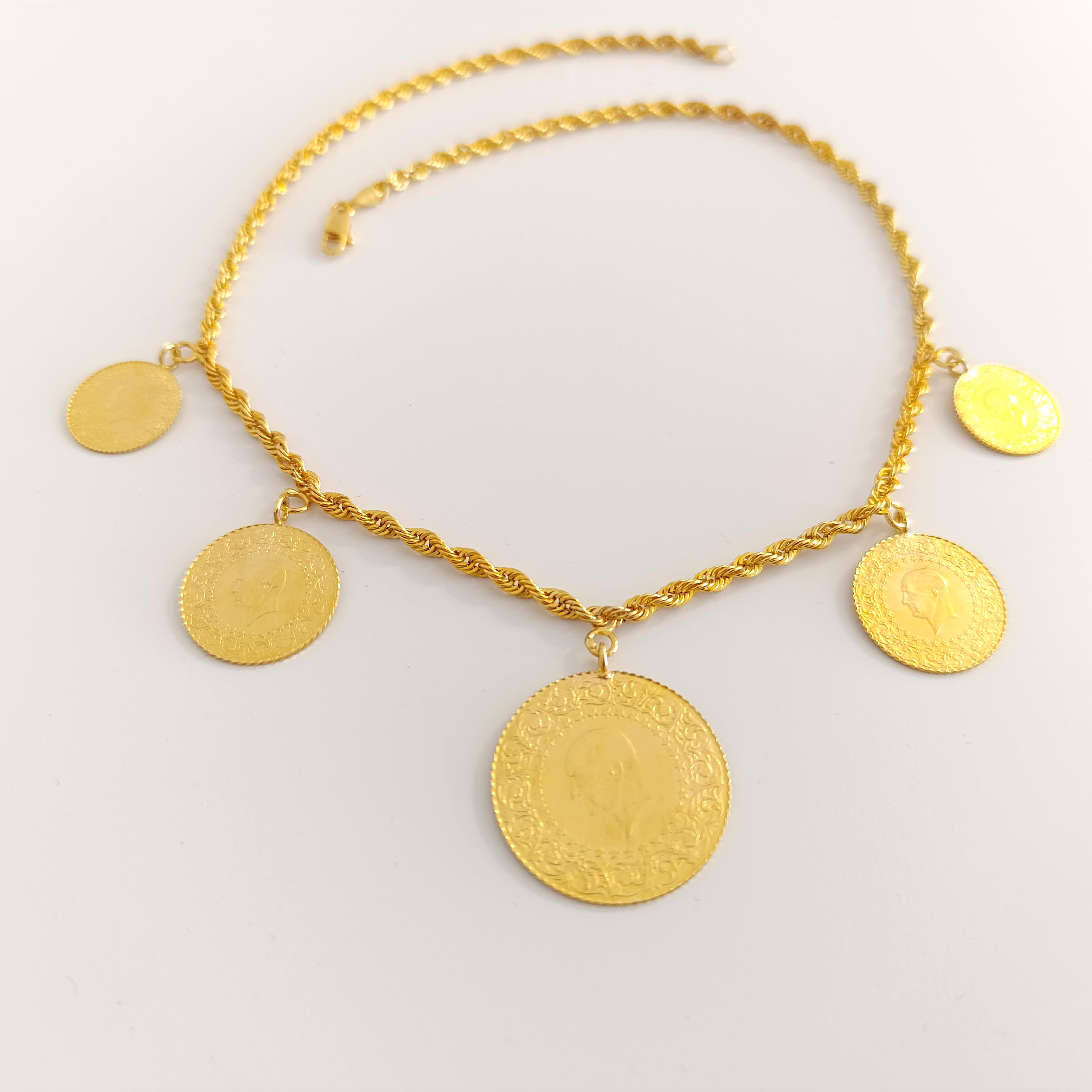 Sıralı Altınlı Kolye  Altınlı Kolye Tam Altın Yarım Altın ve Çeyrek Altınlı