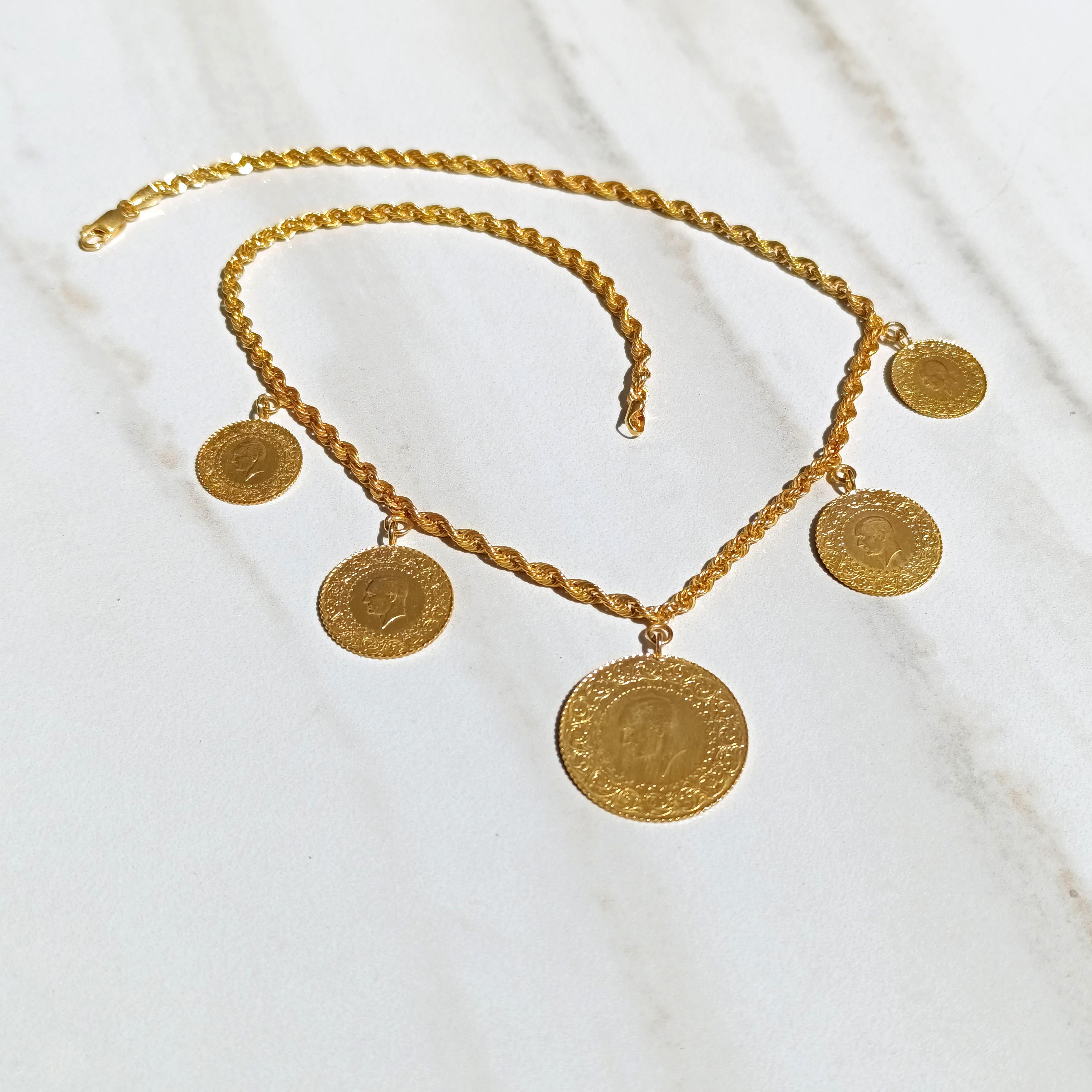 Sıralı Altınlı Kolye  Altınlı Kolye Tam Altın Yarım Altın ve Çeyrek Altınlı