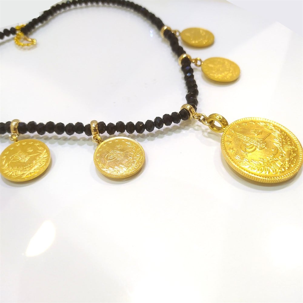 1 Adet Beşi Biryerde 4 Adet Reşat TAm altınlı kolye 22 Ayar Altın