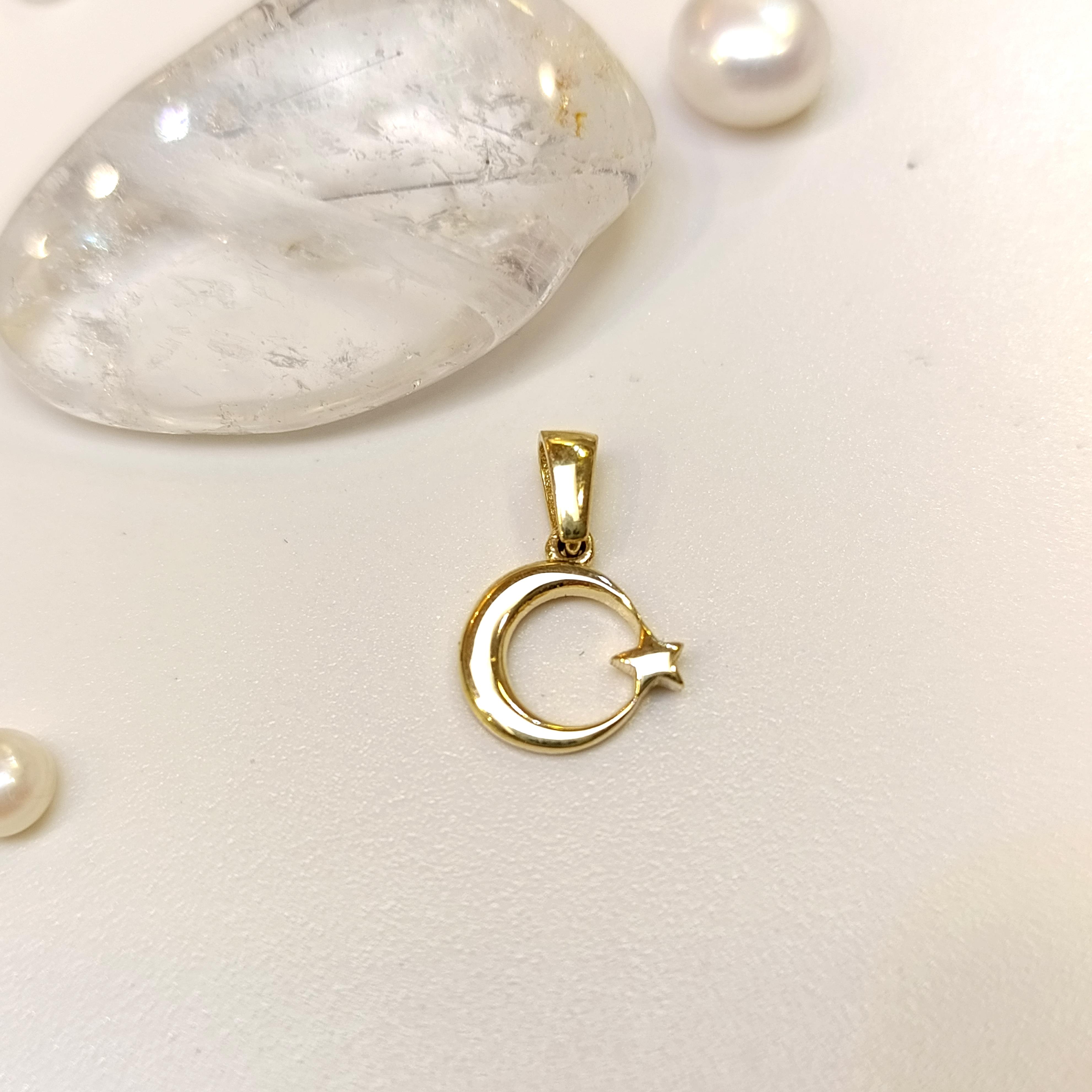 10.3mm Ayyıldız Kolye 14 Ayar Altın 4K VİDEOLU