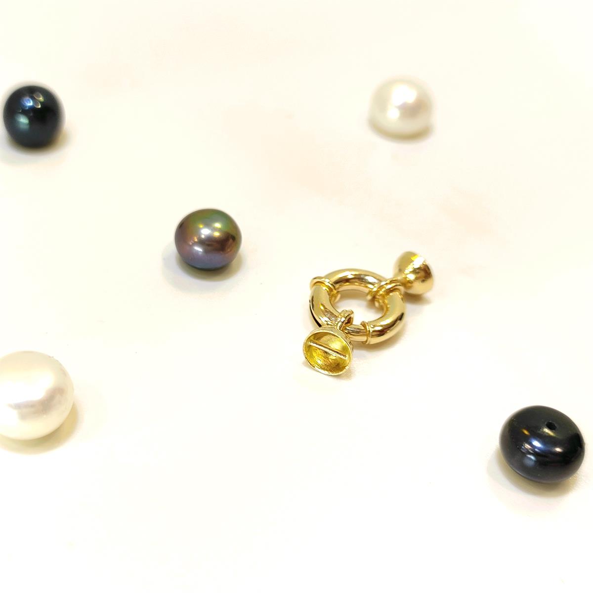 10mm Gemici İnci Kilit Klips 14 Ayar Altın HD VİDEOLU