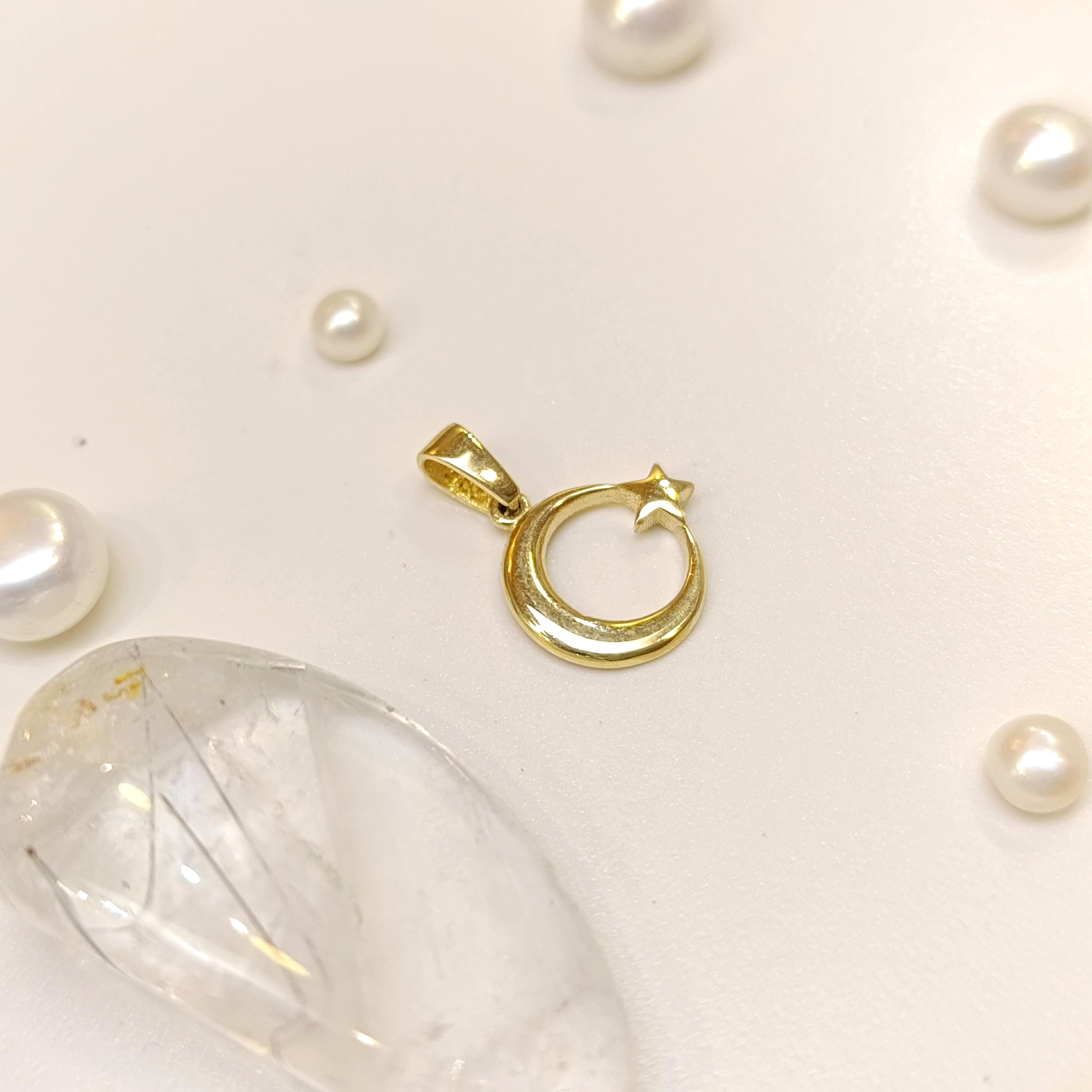 12.5mm Ayyıldız Kolye 14 Ayar Altın 4K VİDEOLU