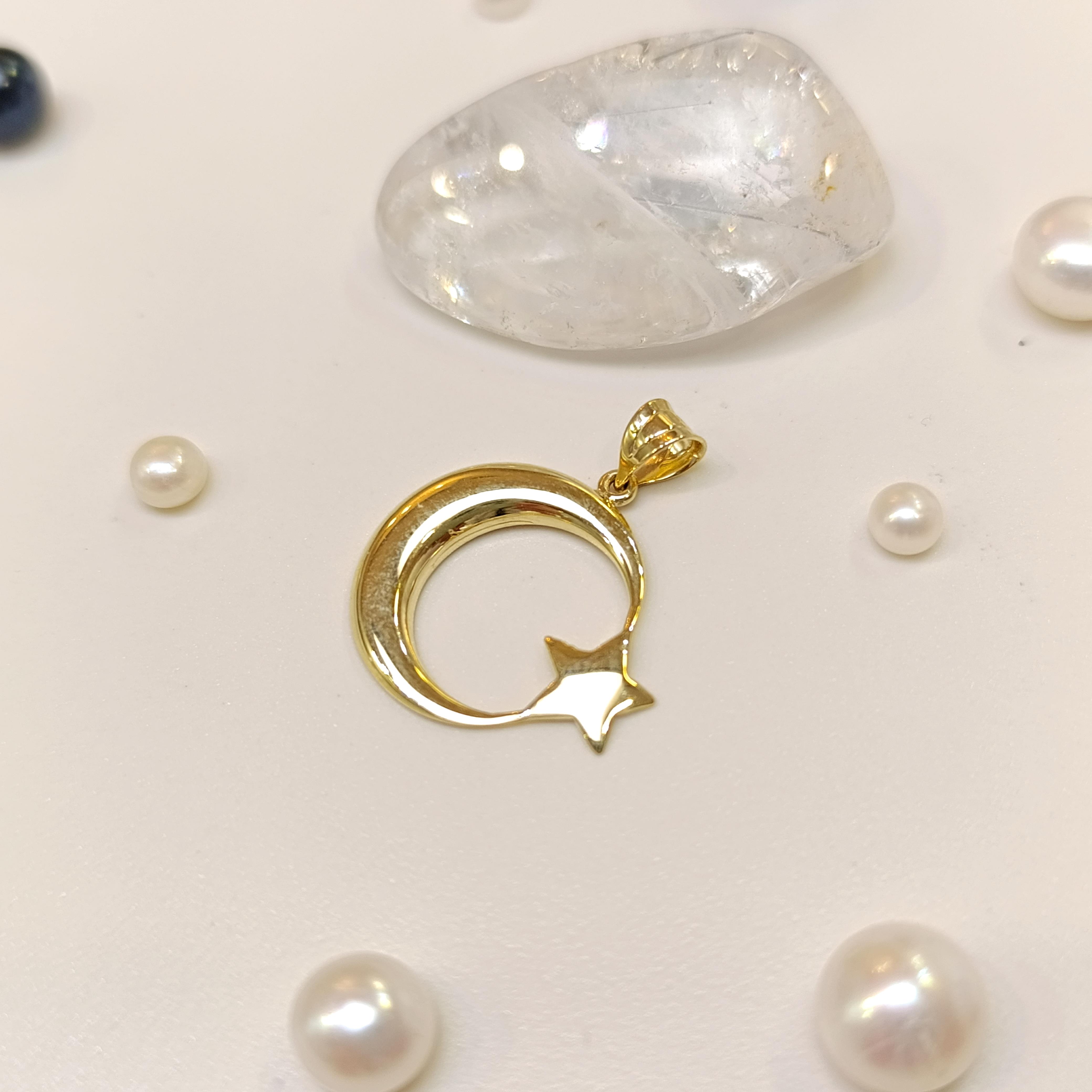 21mm Ayyıldız Kolye 14 Ayar Altın 4K VİDEOLU