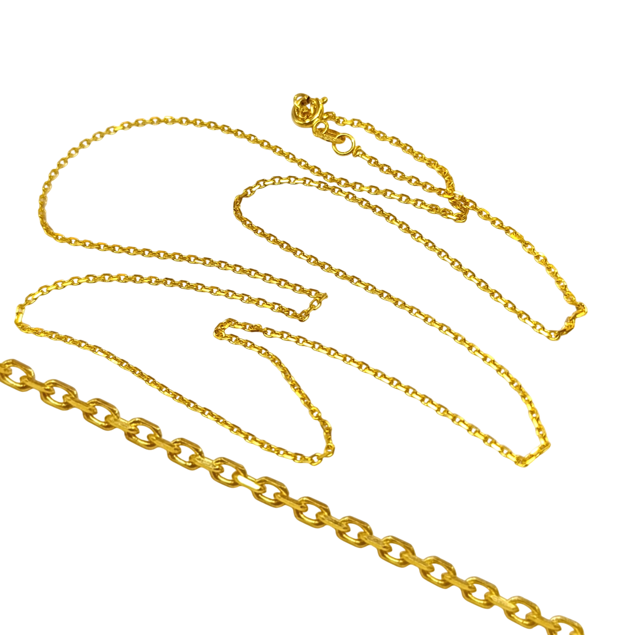 50cm (Koyu Sarı) İnce Forse Zincir Kolye 14 Ayar Altın HD VİDEOLU