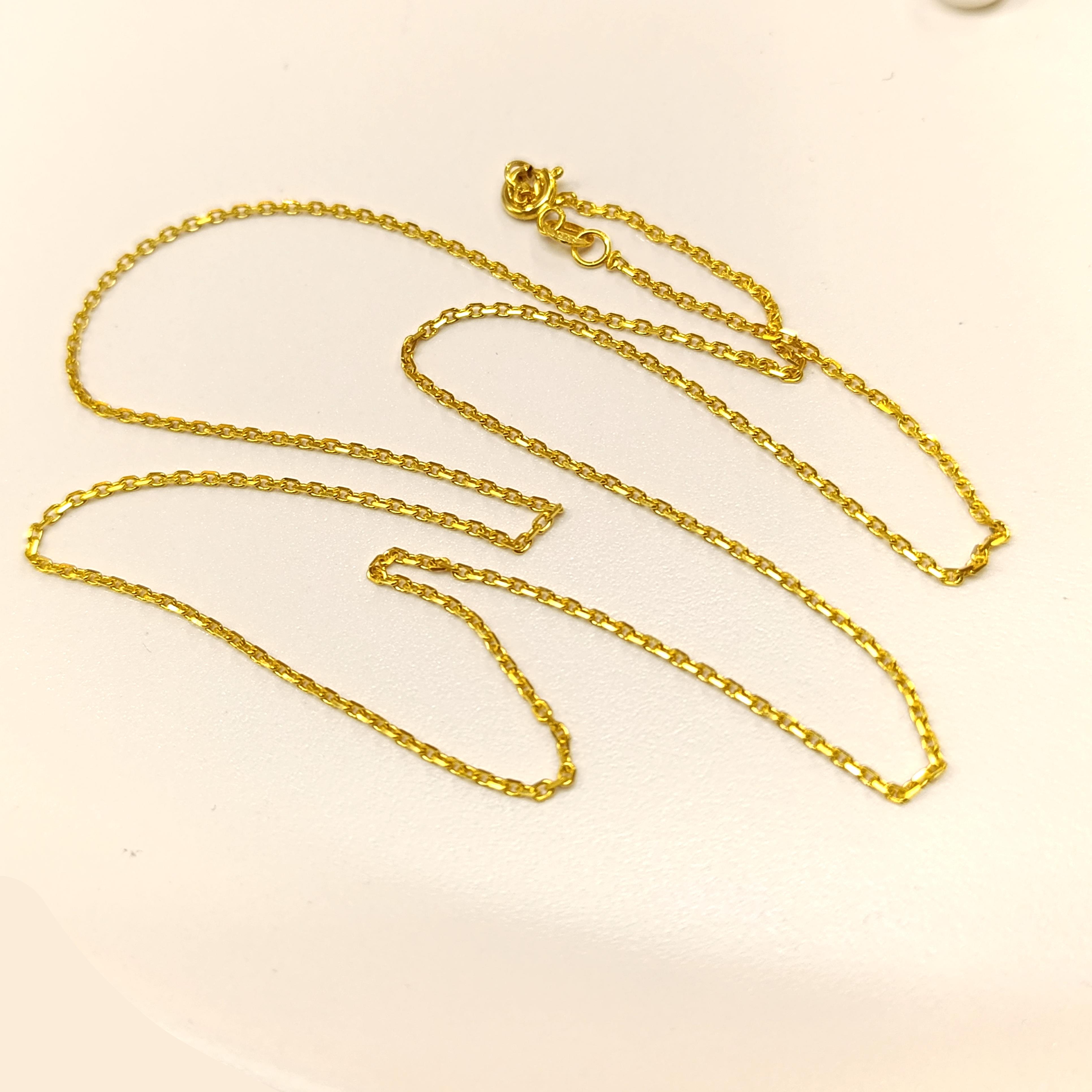 50cm (Koyu Sarı) İnce Forse Zincir Kolye 14 Ayar Altın HD VİDEOLU