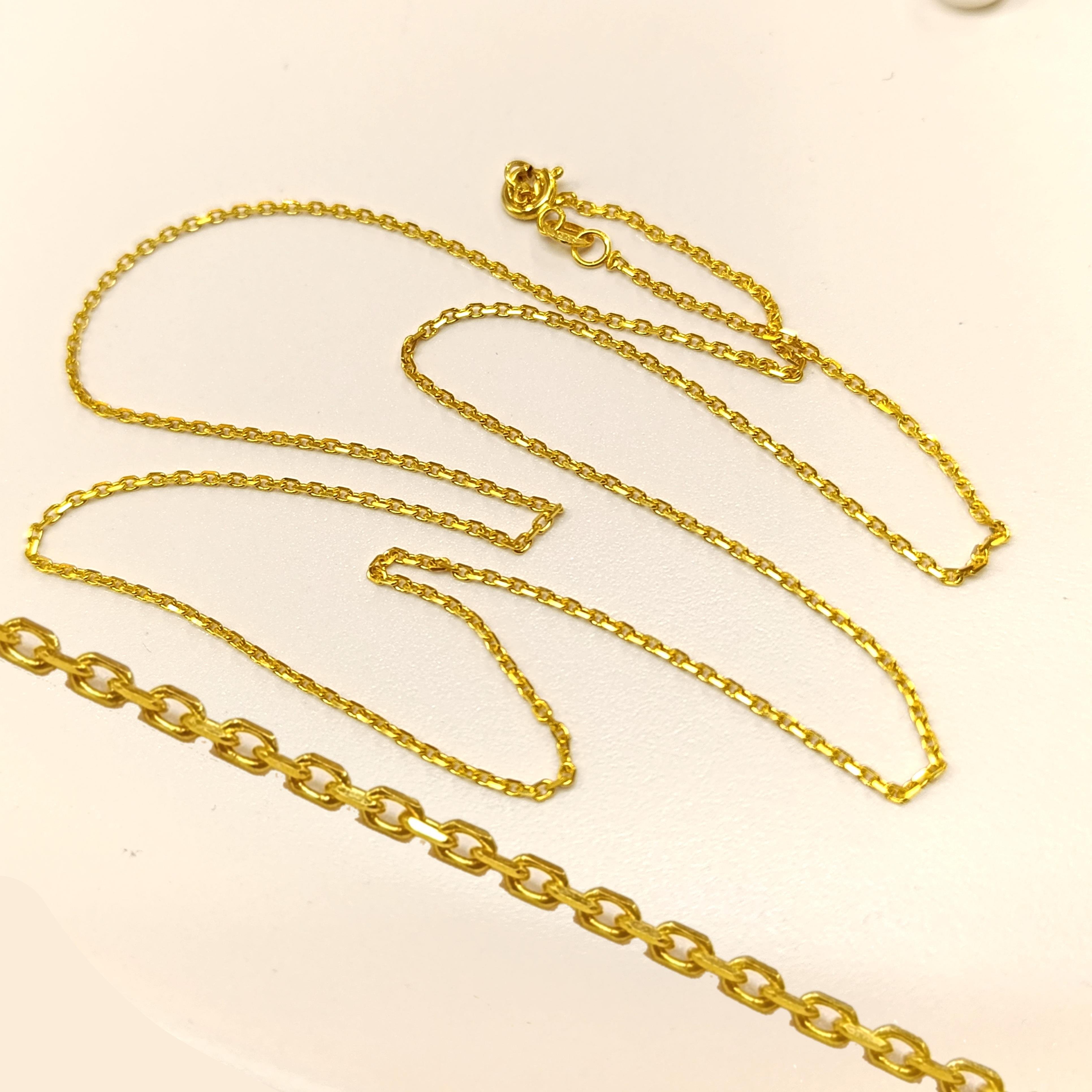 50cm (Koyu Sarı) İnce Forse Zincir Kolye 14 Ayar Altın HD VİDEOLU