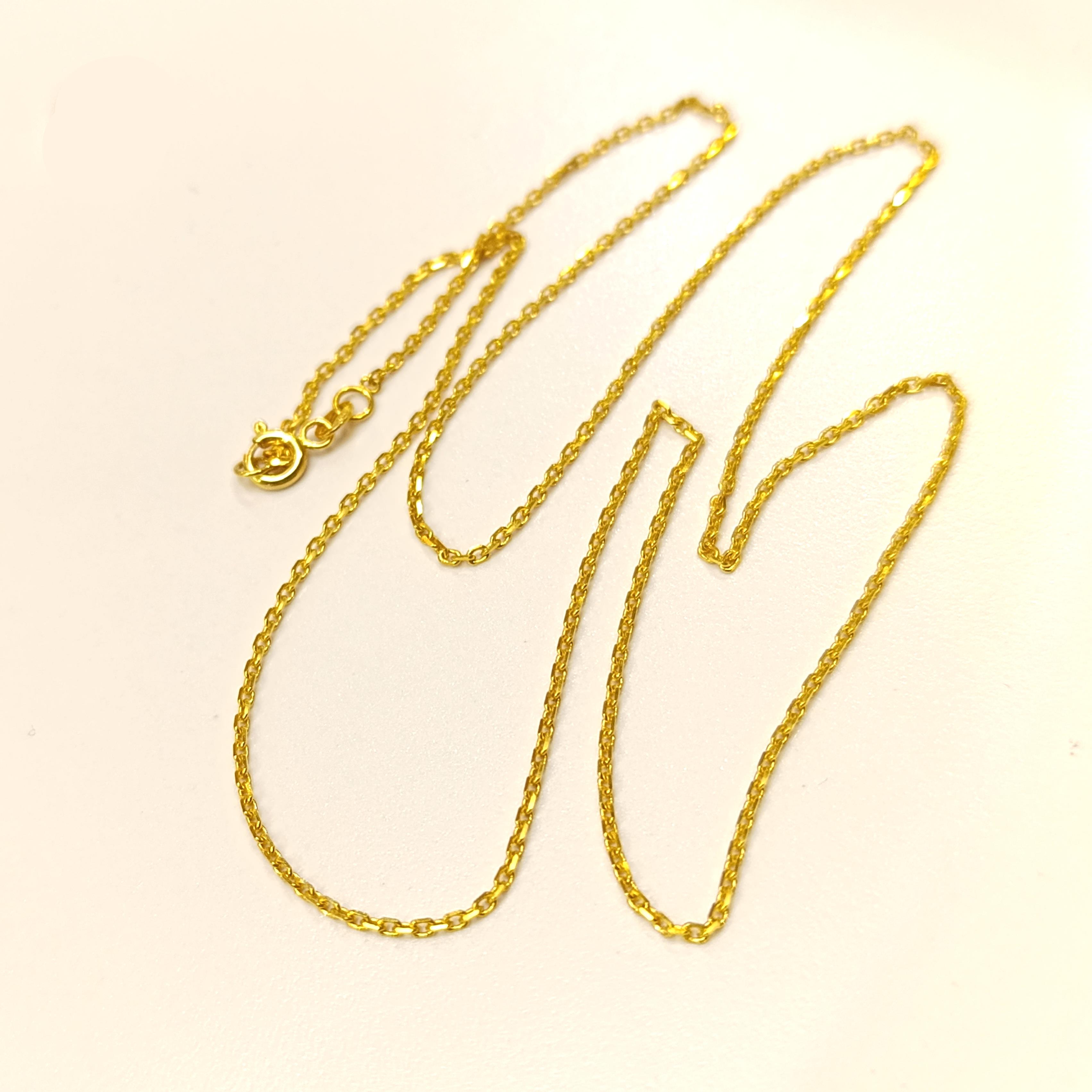 50cm (Koyu Sarı) İnce Forse Zincir Kolye 14 Ayar Altın HD VİDEOLU