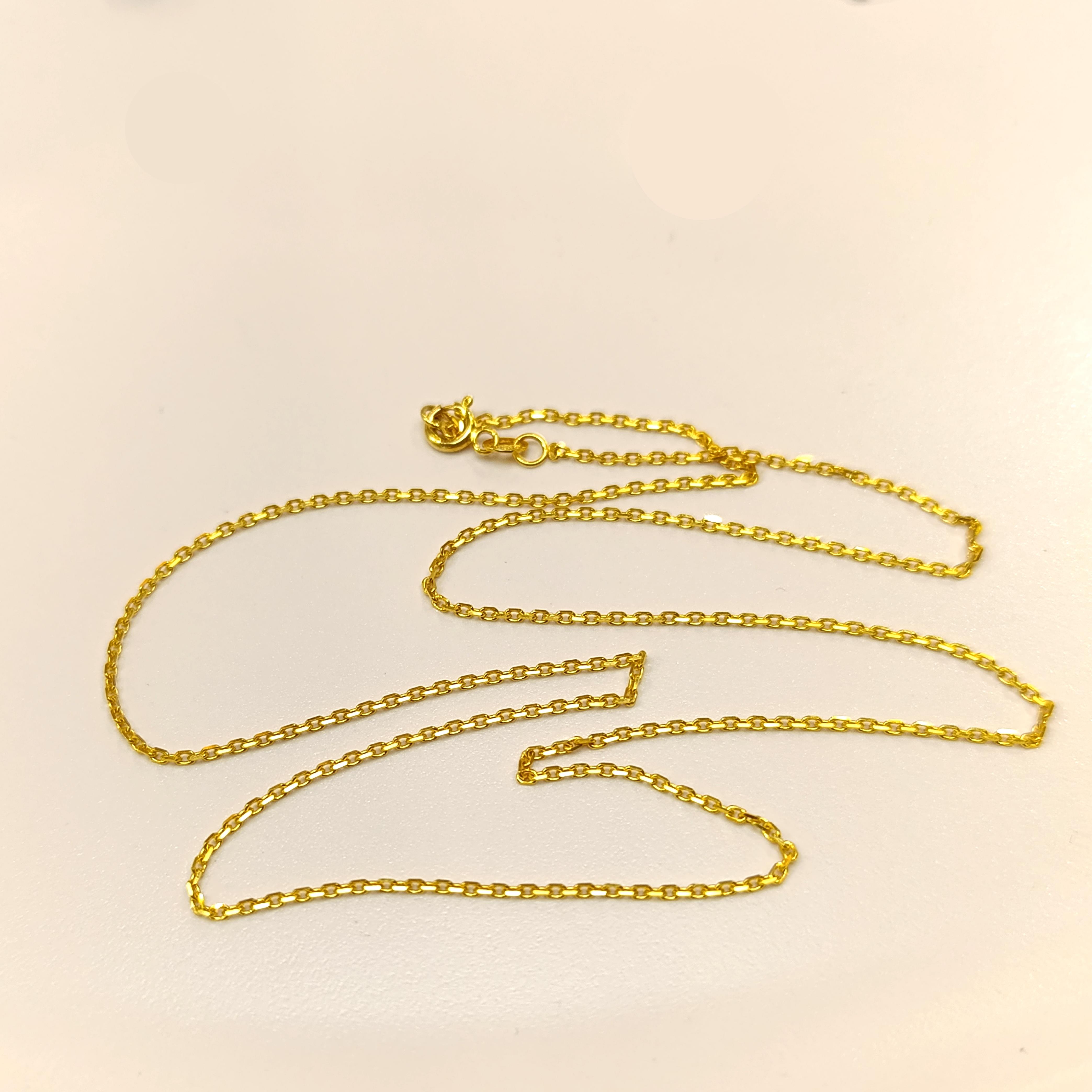 50cm (Koyu Sarı) İnce Forse Zincir Kolye 14 Ayar Altın HD VİDEOLU