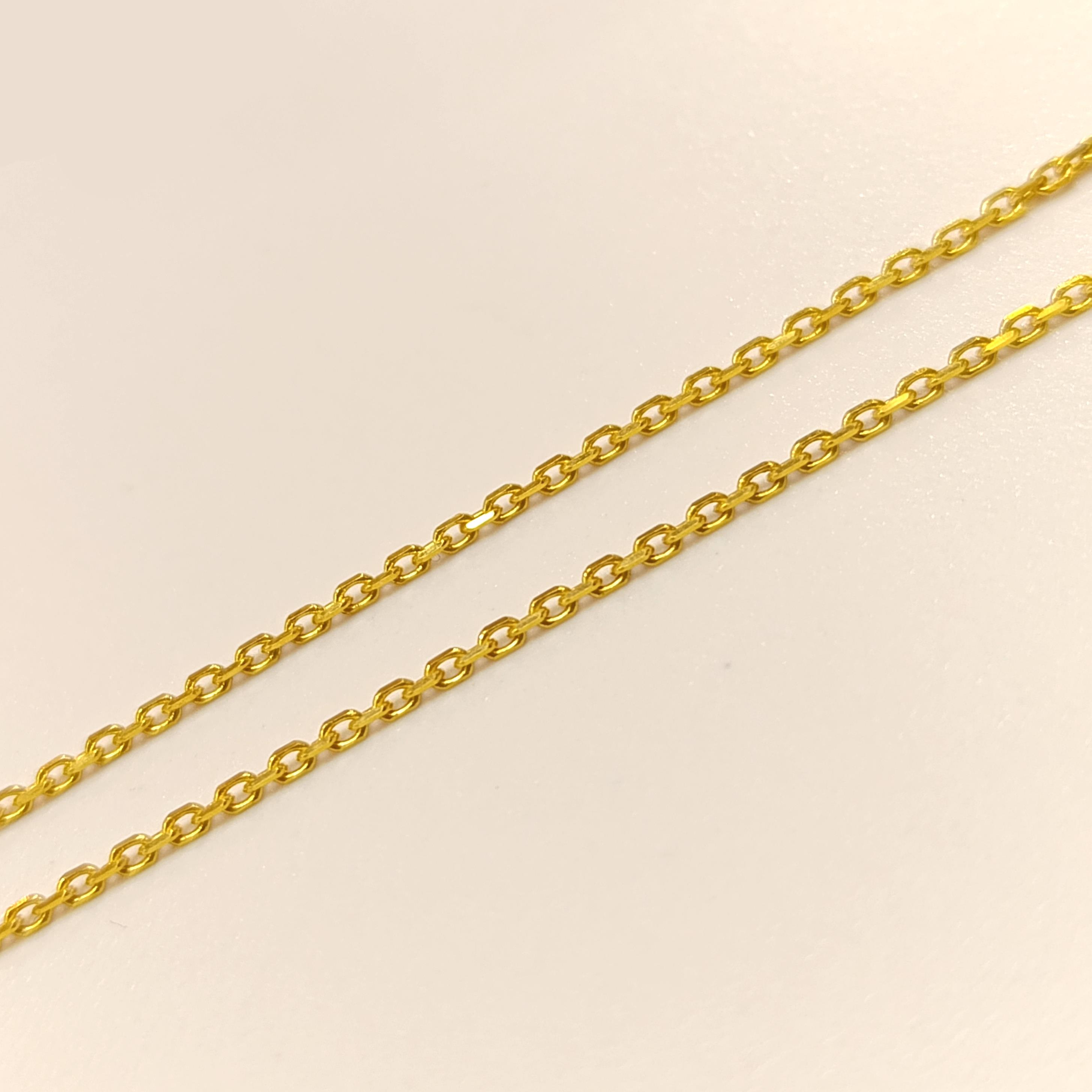 50cm (Koyu Sarı) İnce Forse Zincir Kolye 14 Ayar Altın HD VİDEOLU