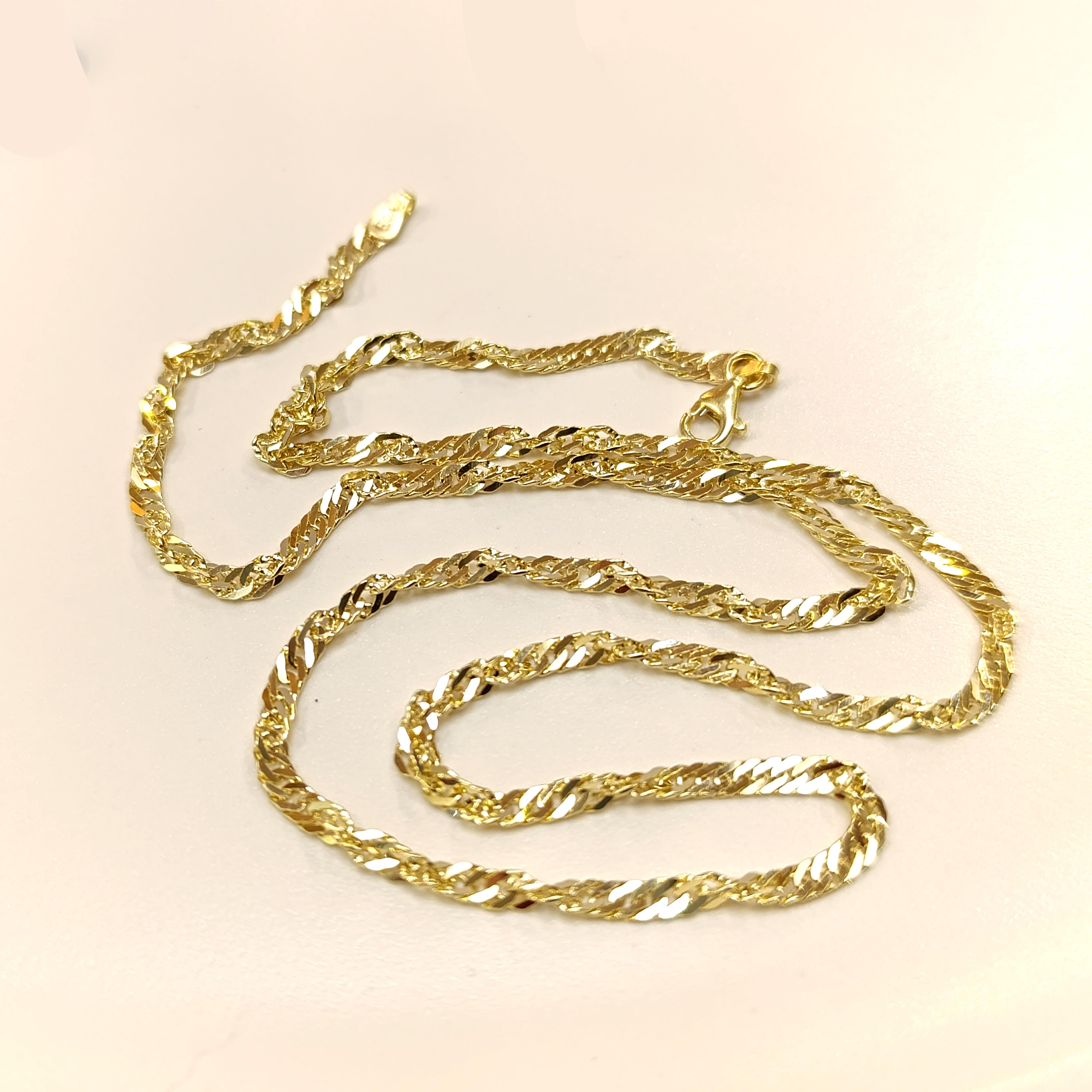 50cm Singapur Fırfır Zincir Kolye 14 Ayar Altın HD VİDEOLU