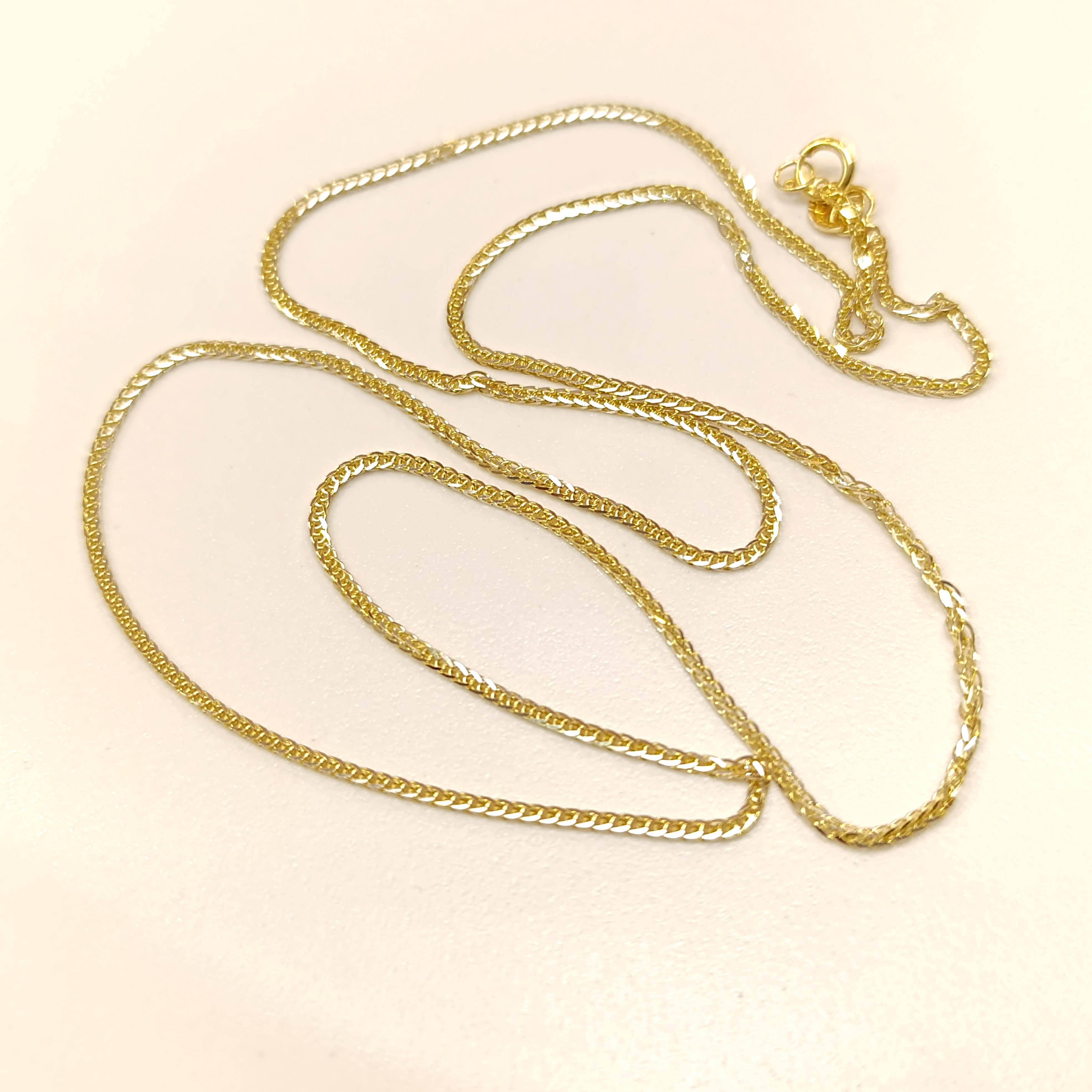 55cm Başak İpek Örgü Zincir Kolye 14 Ayar Altın