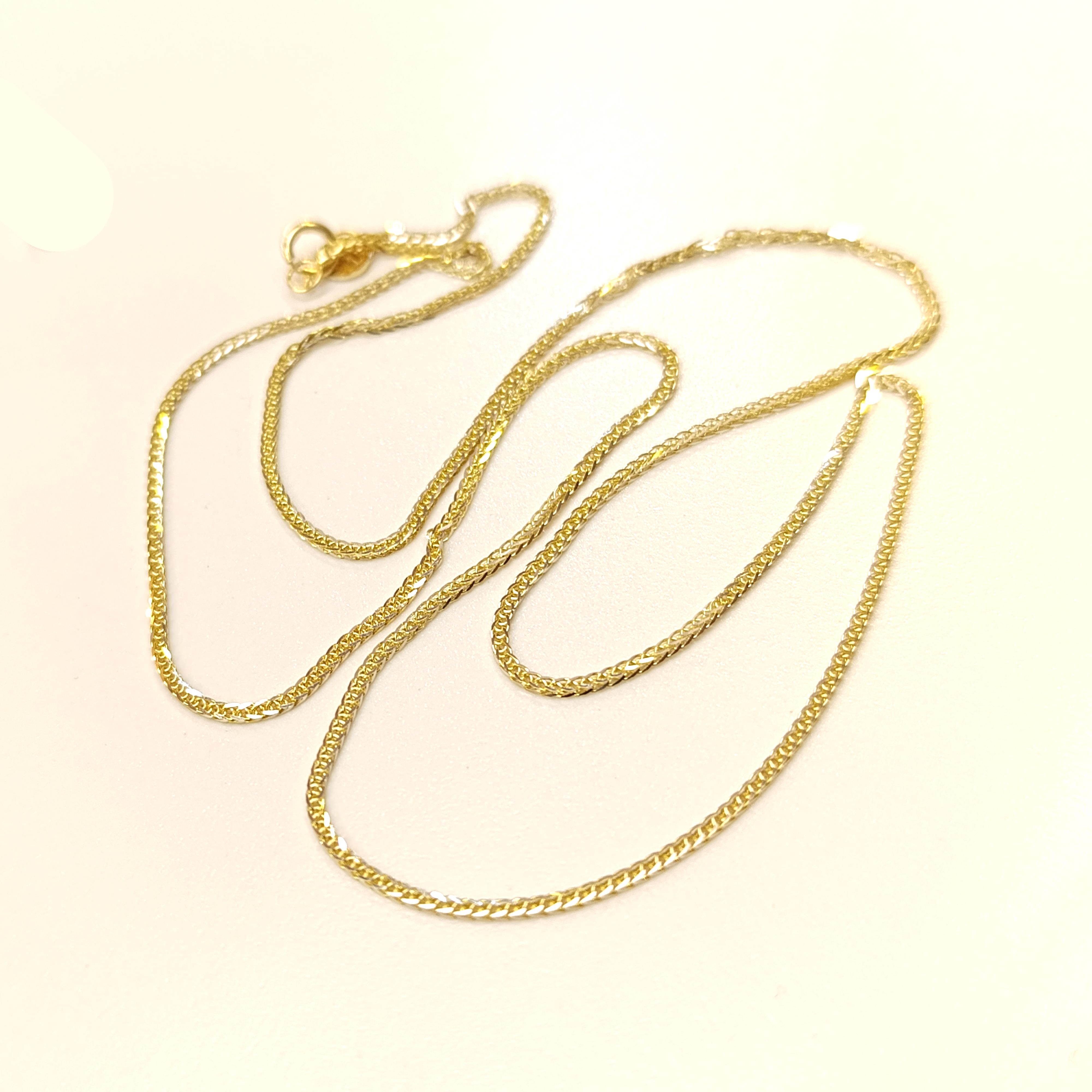 55cm Başak İpek Örgü Zincir Kolye 14 Ayar Altın