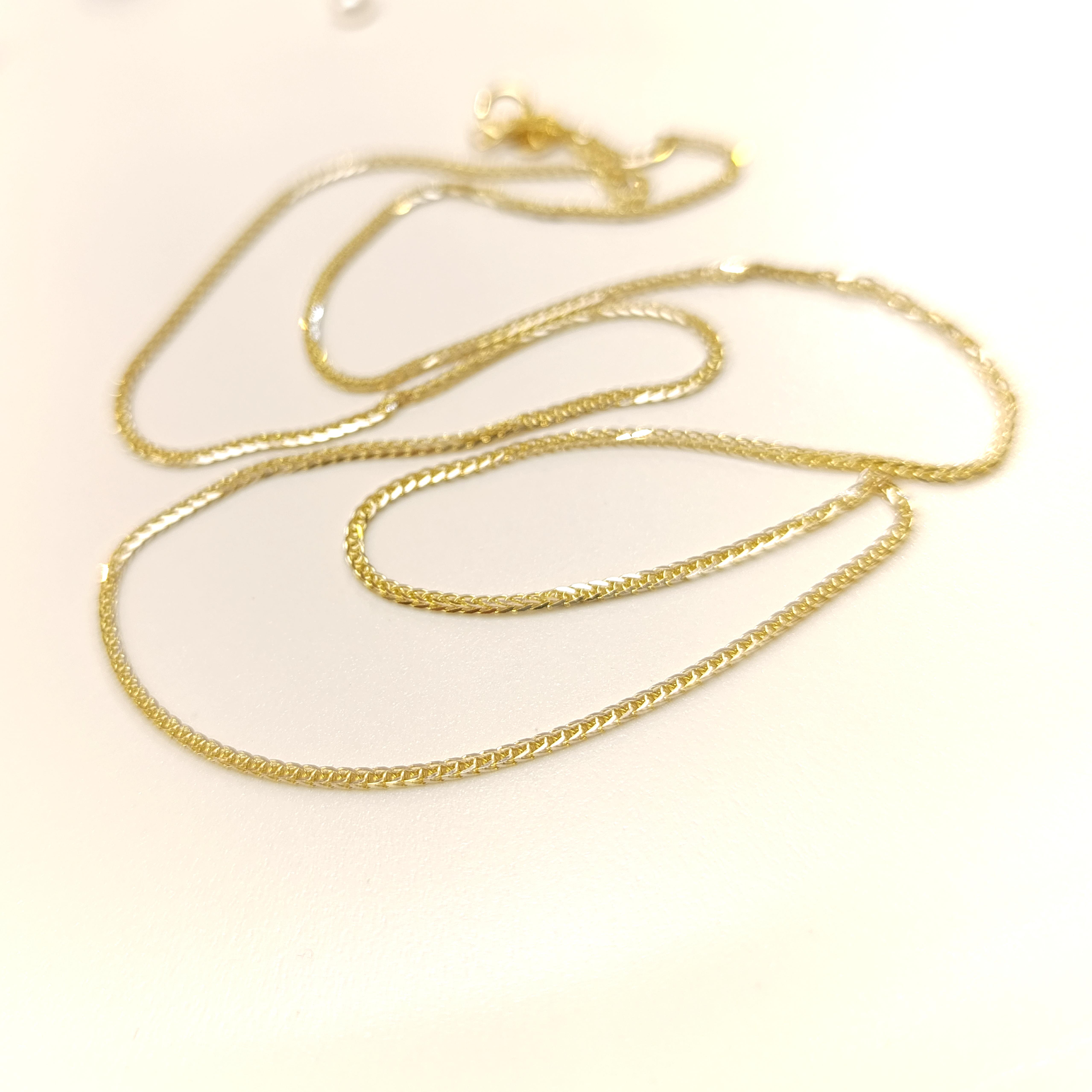 55cm Başak İpek Örgü Zincir Kolye 14 Ayar Altın