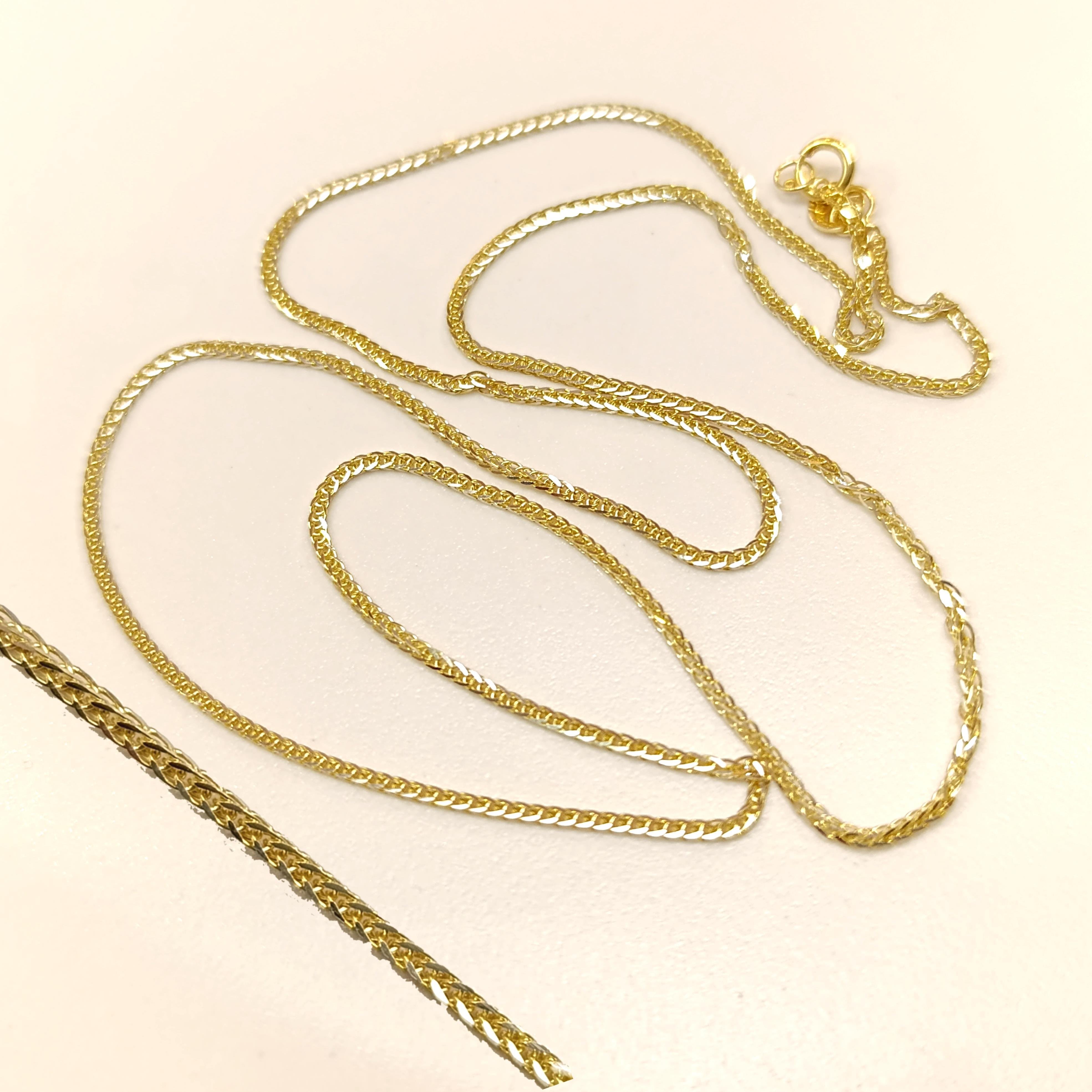 55cm Başak İpek Örgü Zincir Kolye 14 Ayar Altın