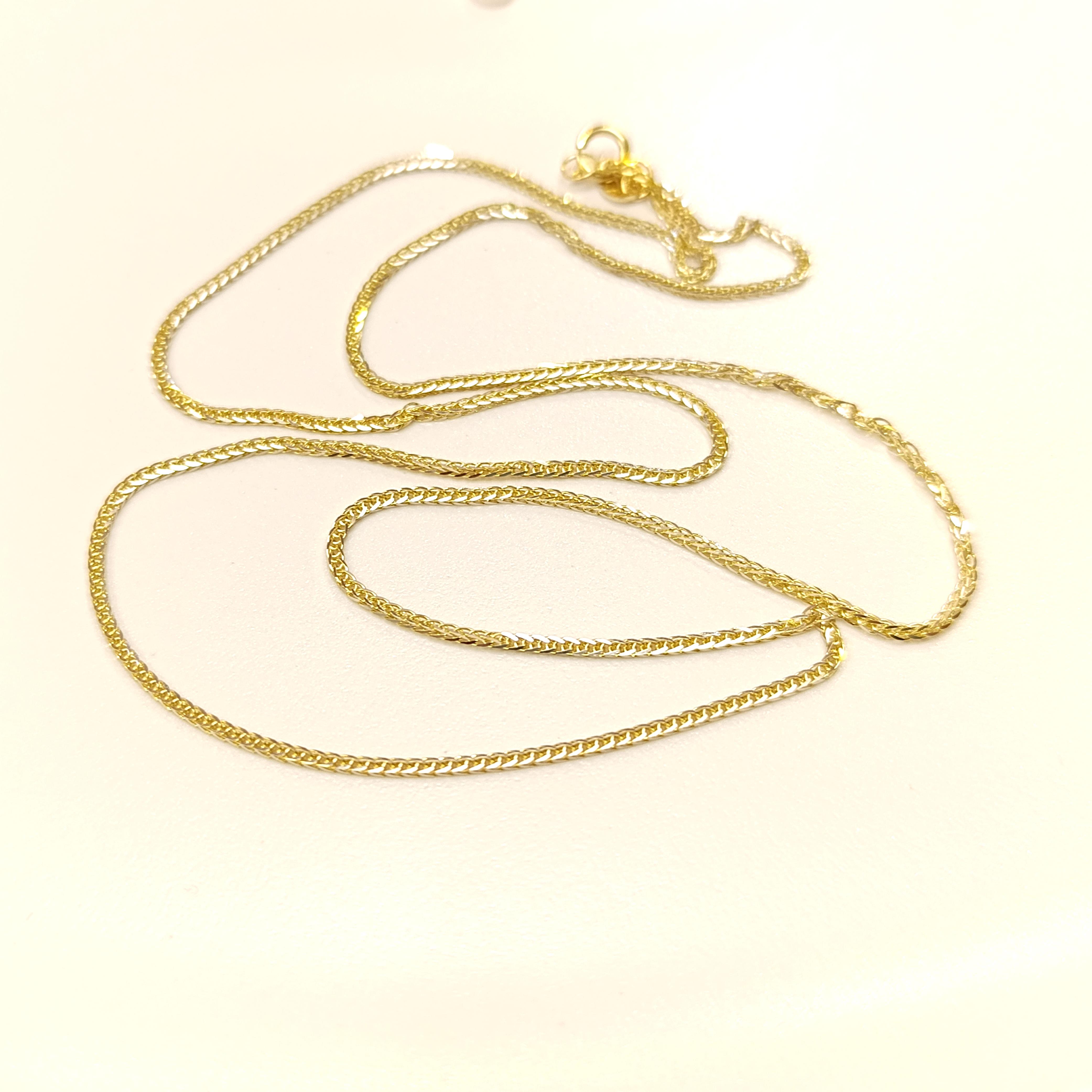 55cm Başak İpek Örgü Zincir Kolye 14 Ayar Altın