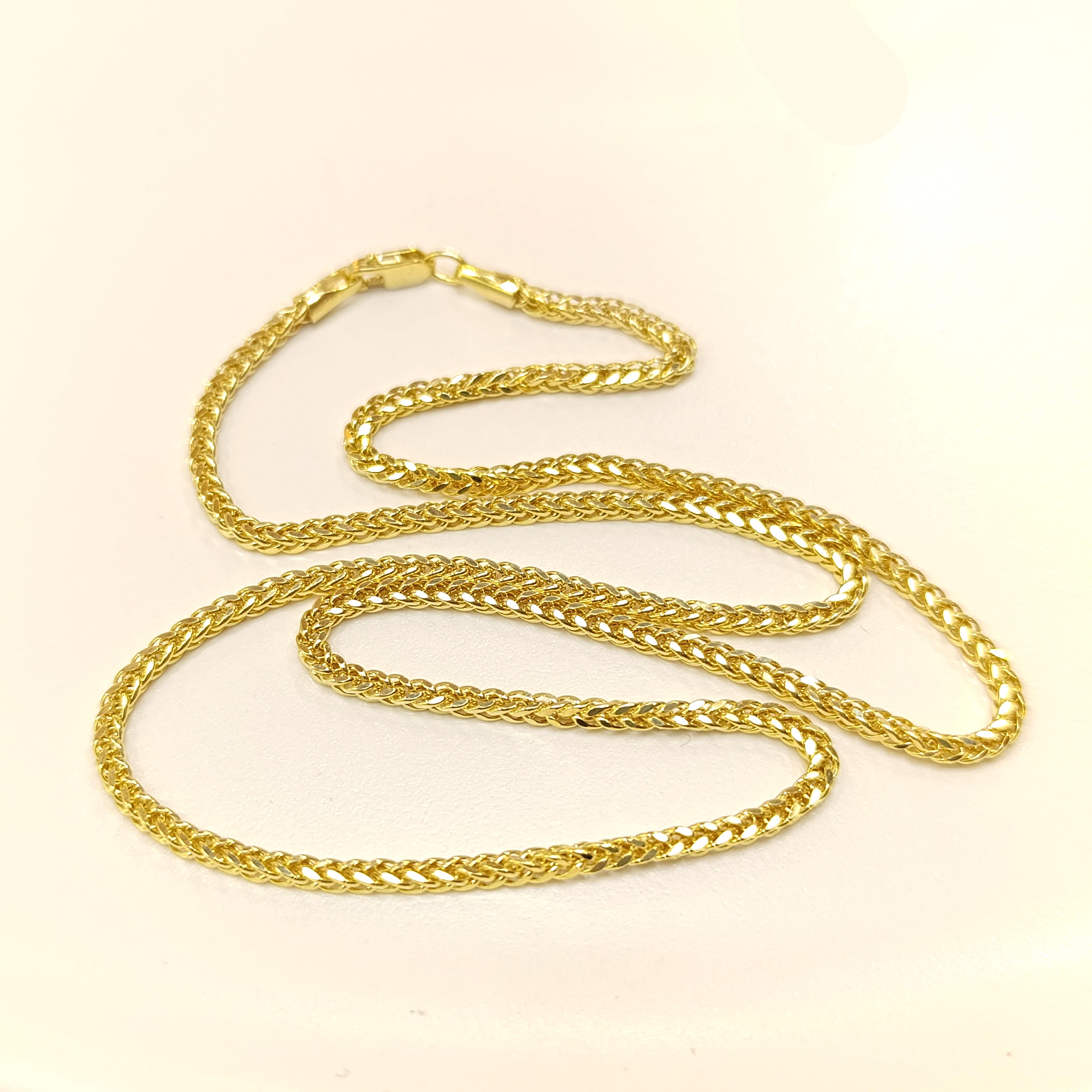 60cm Başak Örgü Zincir Kolye 14 Ayar Altın HD VİDEOLU