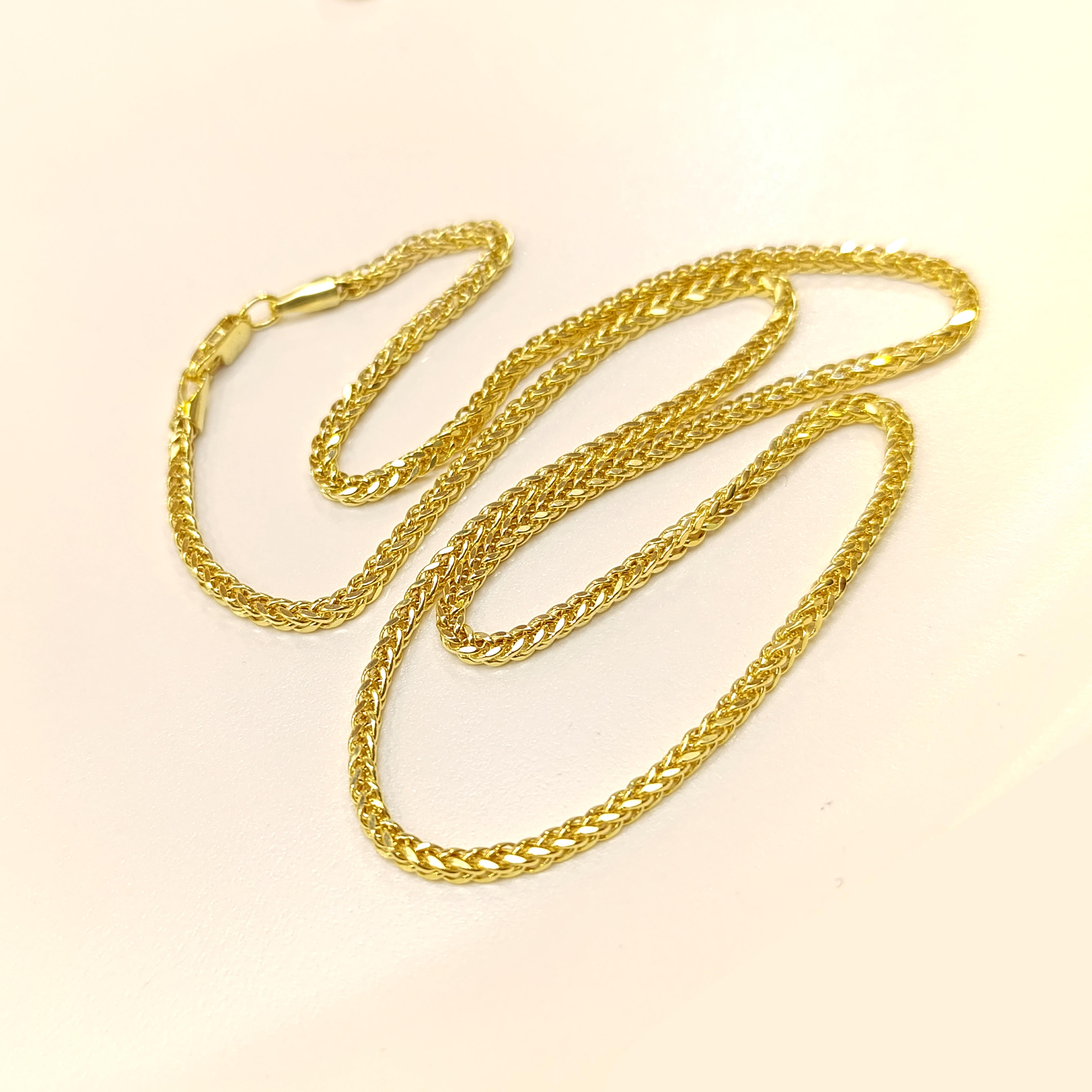 60cm Başak Örgü Zincir Kolye 14 Ayar Altın HD VİDEOLU