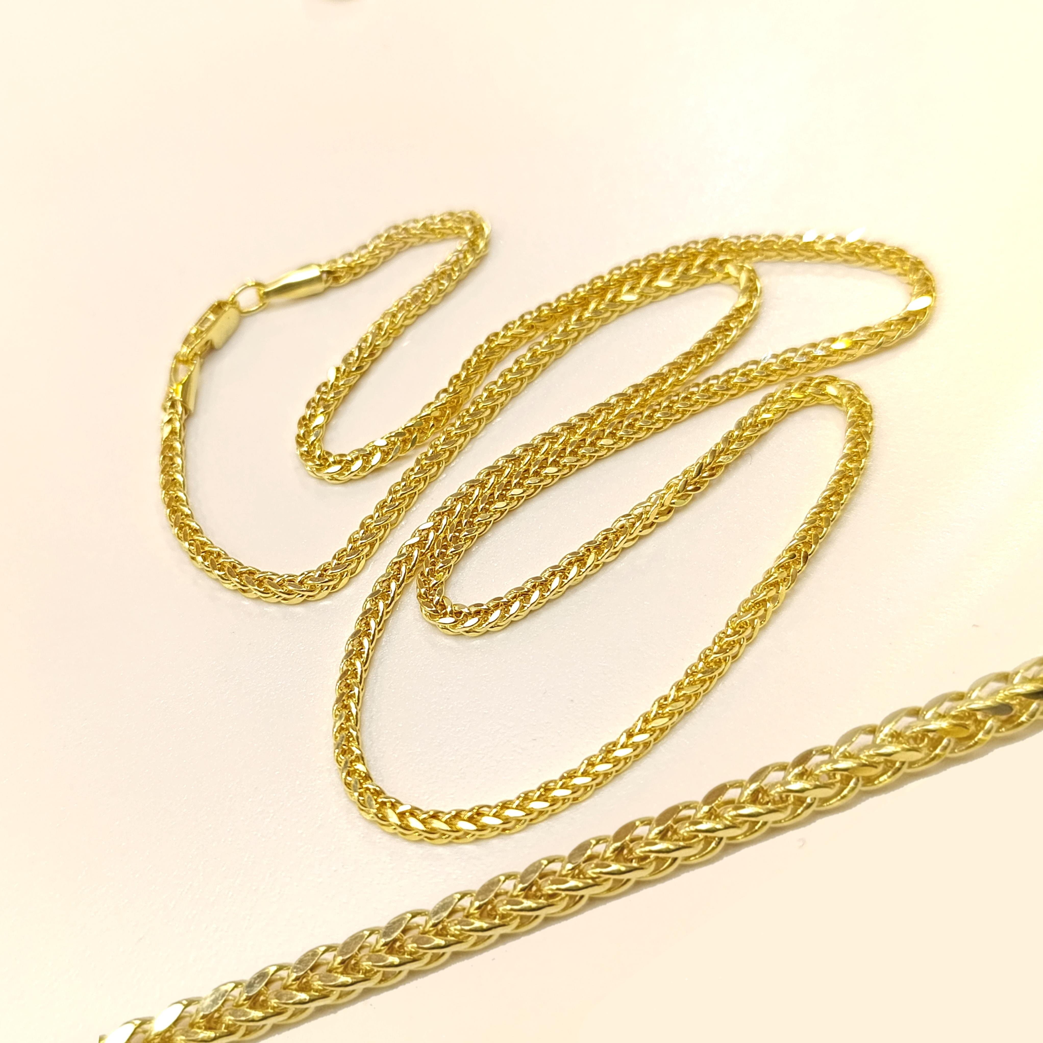 60cm Başak Örgü Zincir Kolye 14 Ayar Altın HD VİDEOLU