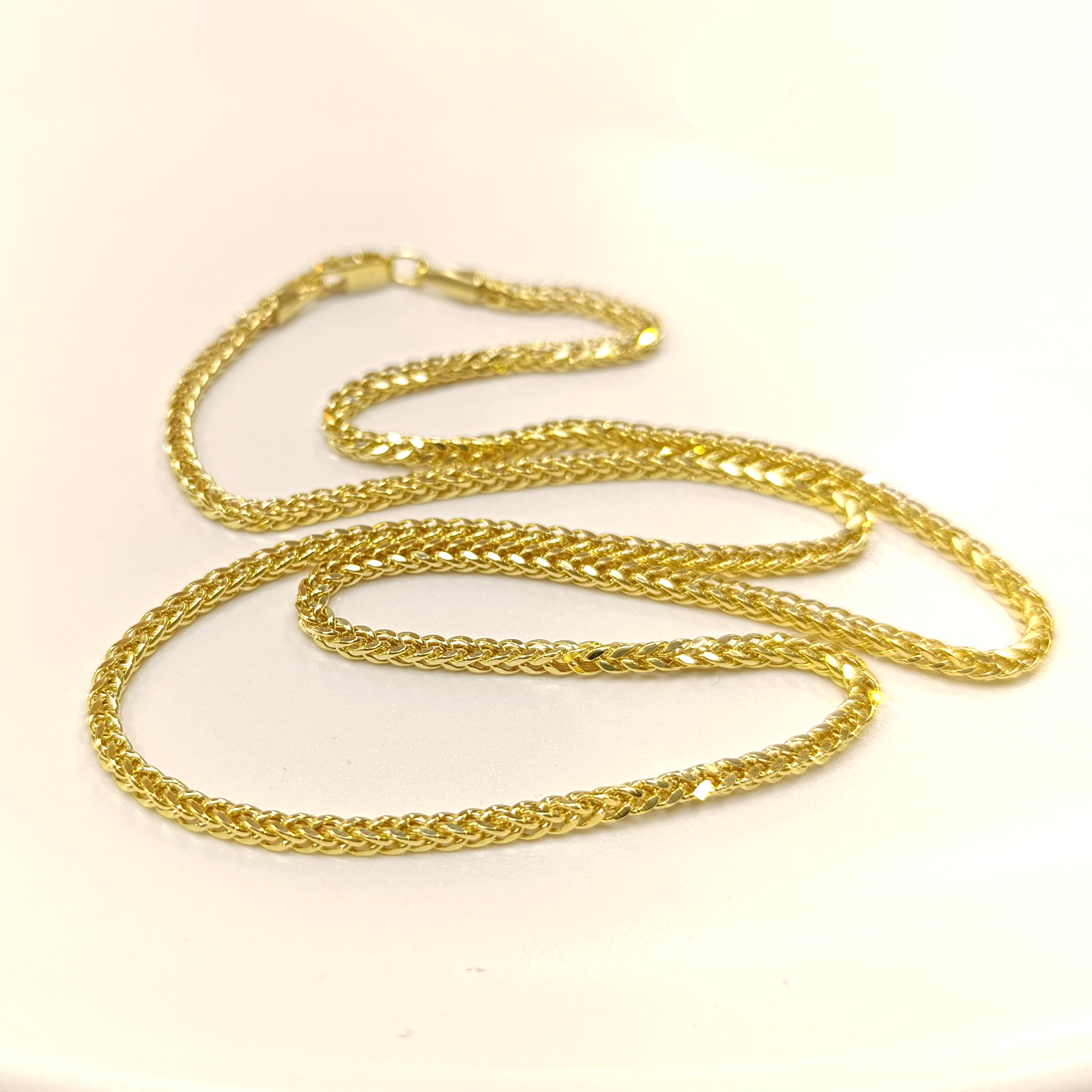 60cm Başak Örgü Zincir Kolye 14 Ayar Altın HD VİDEOLU