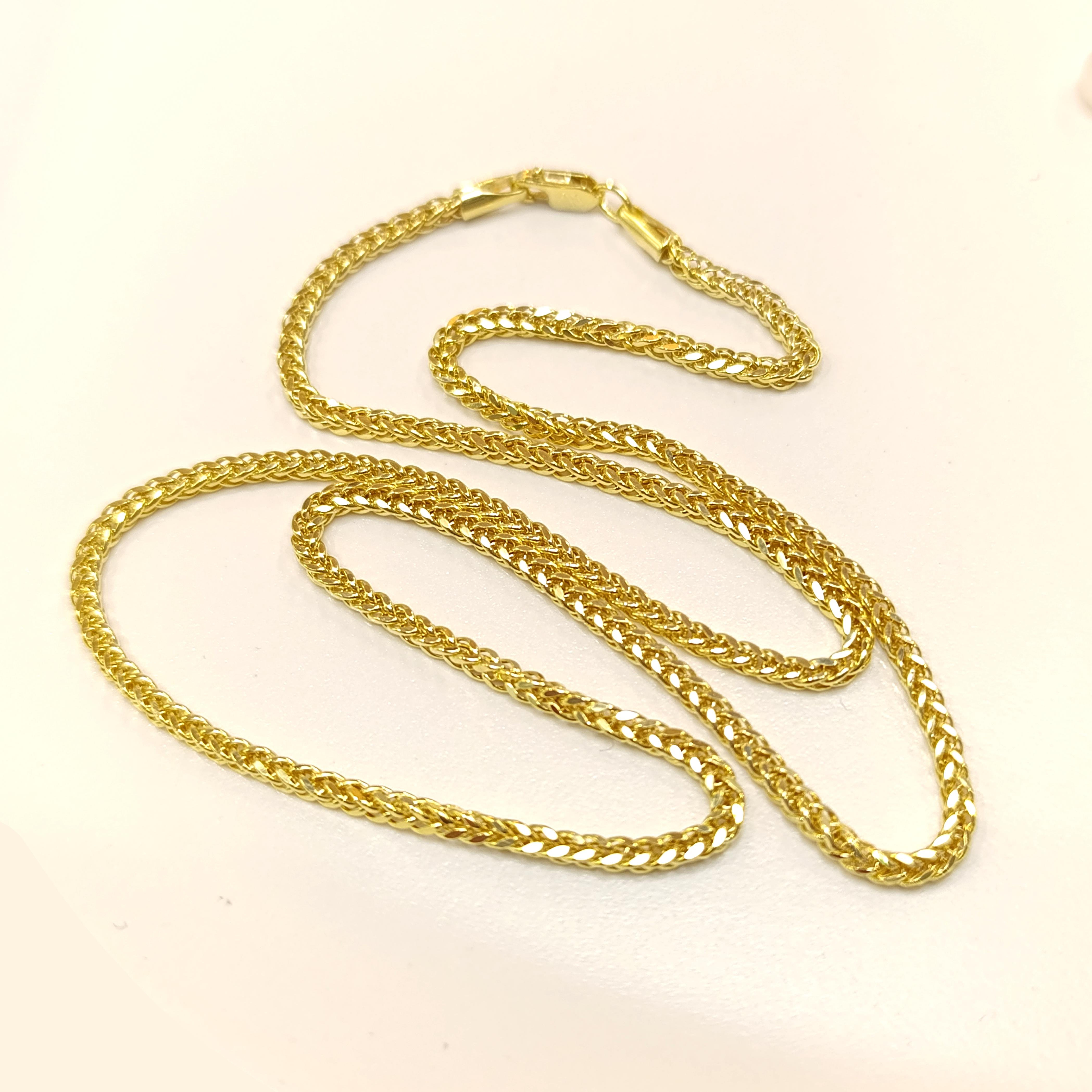 60cm Başak Örgü Zincir Kolye 14 Ayar Altın HD VİDEOLU