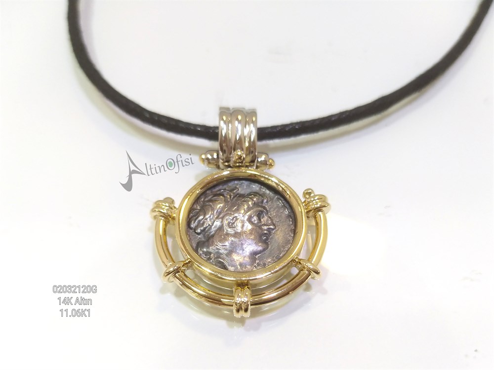 Antik Çerçeveli Kolye 14 Ayar Altın