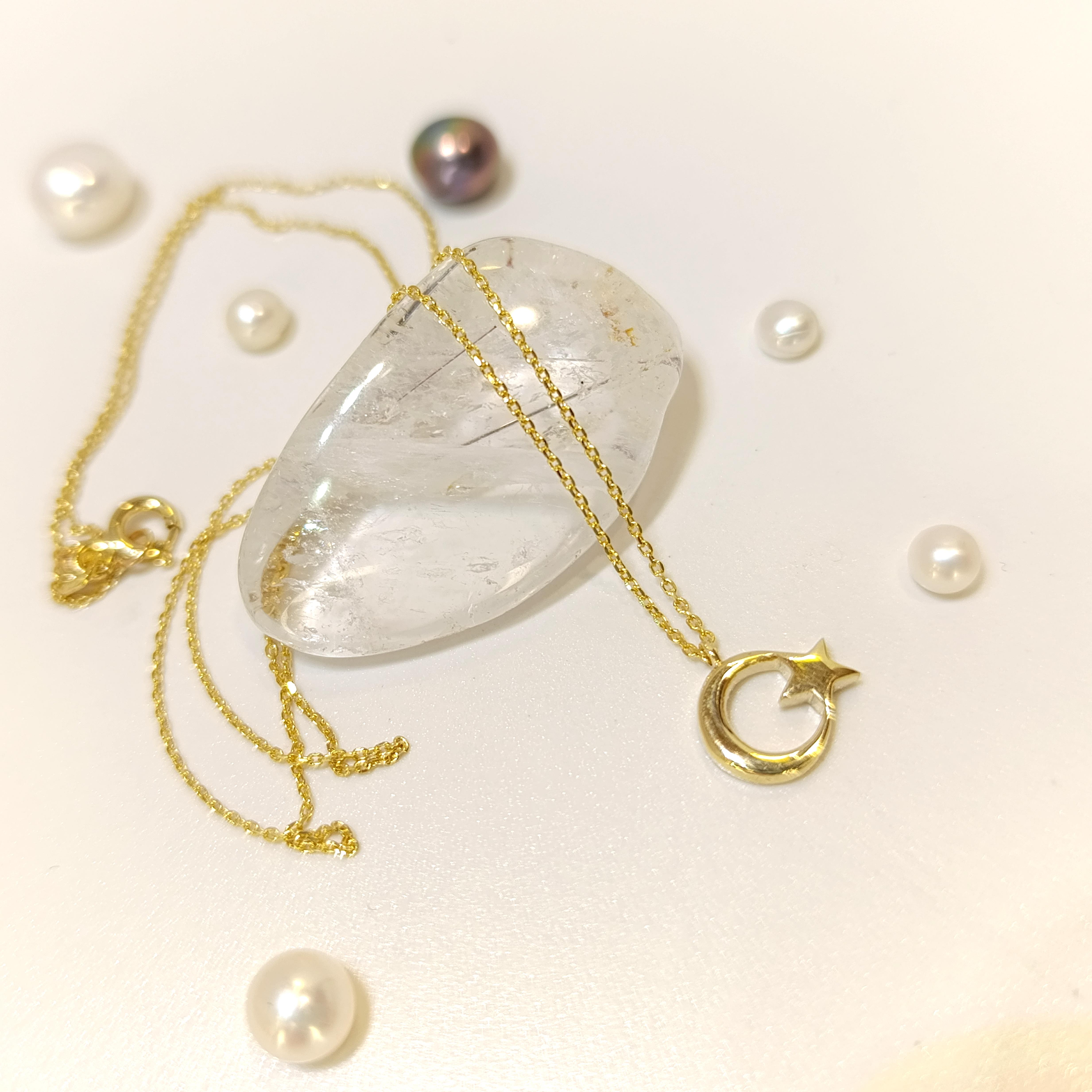 Ay Yıldız Kolye 14 Ayar Altın HD VİDEOLU