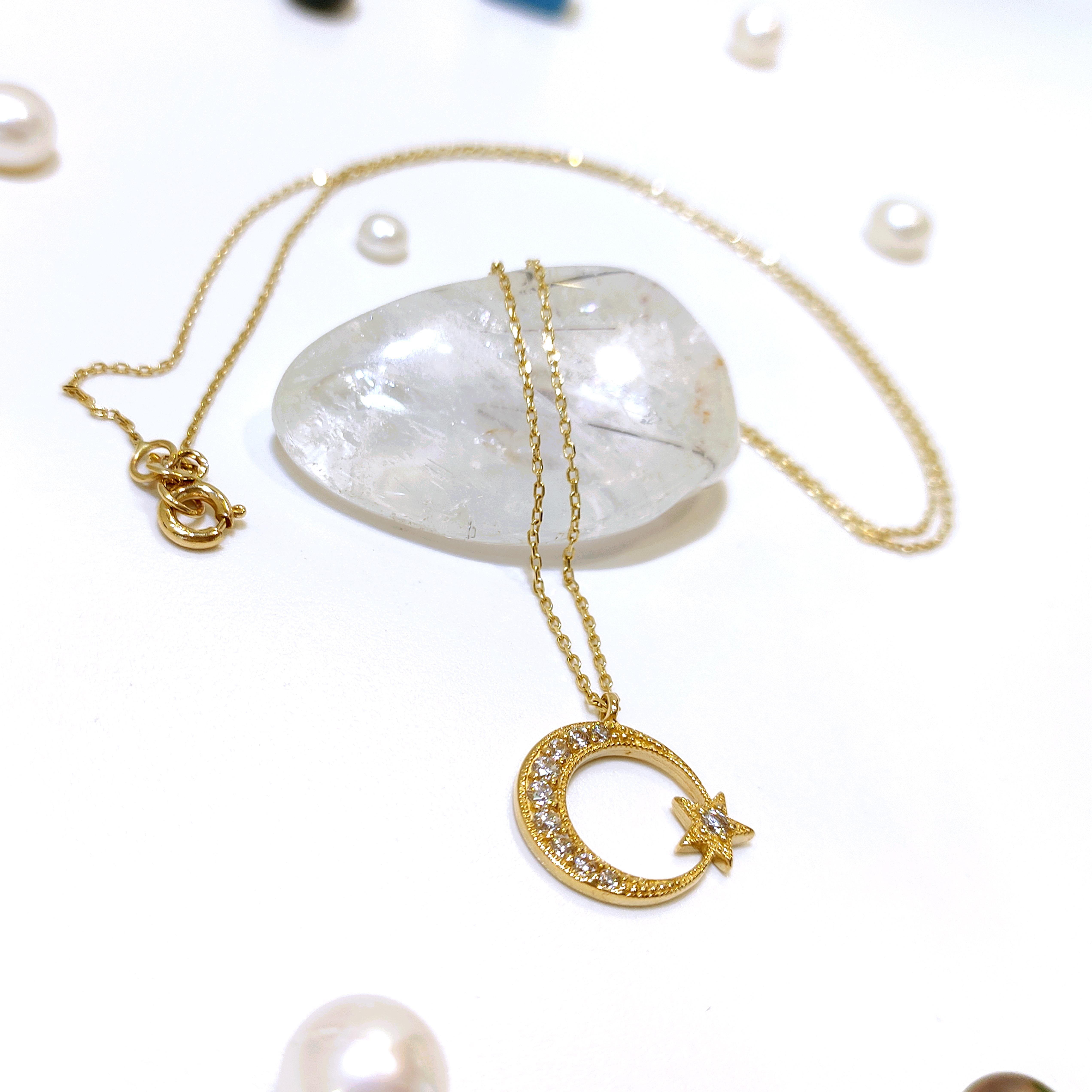 Ay Yıldız Kolye 14 Ayar Altın  HD VİDEOLU