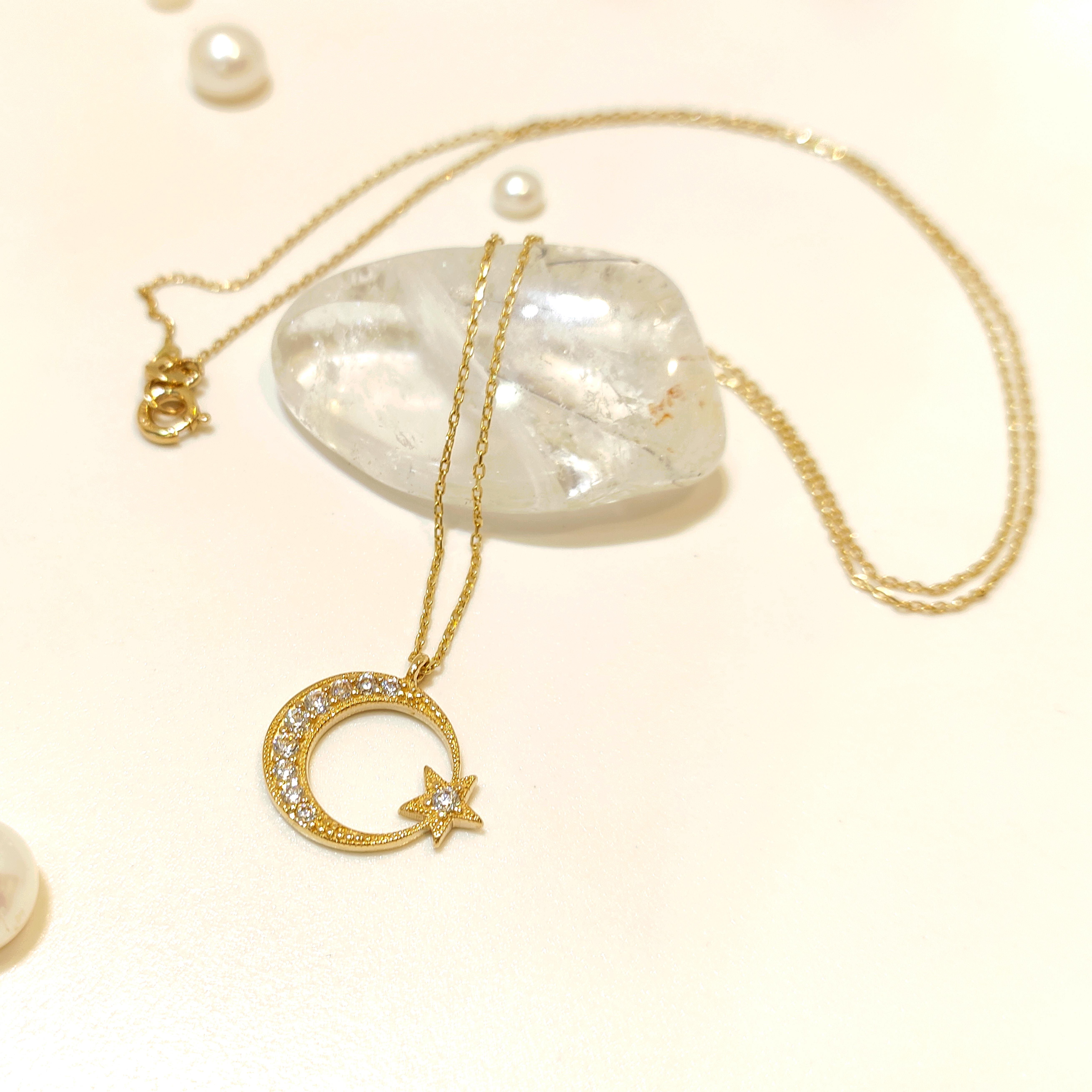 Ay Yıldız Kolye 14 Ayar Altın  HD VİDEOLU