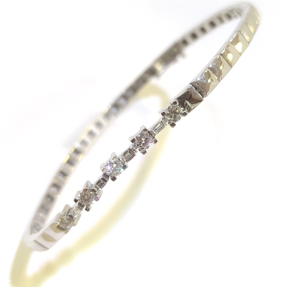 BENZERSİZ Pırlanta Beş TAş BAget TAşlı Bileklik 14K Altın