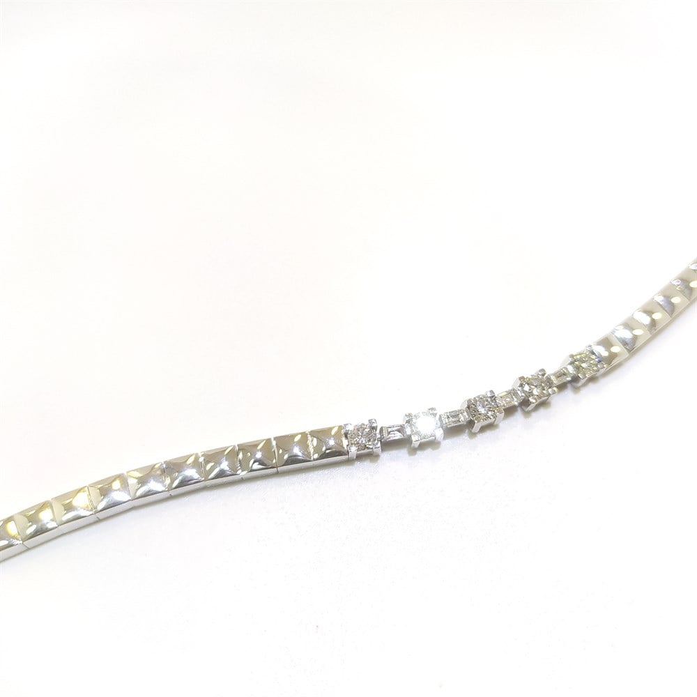 BENZERSİZ Pırlanta Beş TAş BAget TAşlı Bileklik 14K Altın