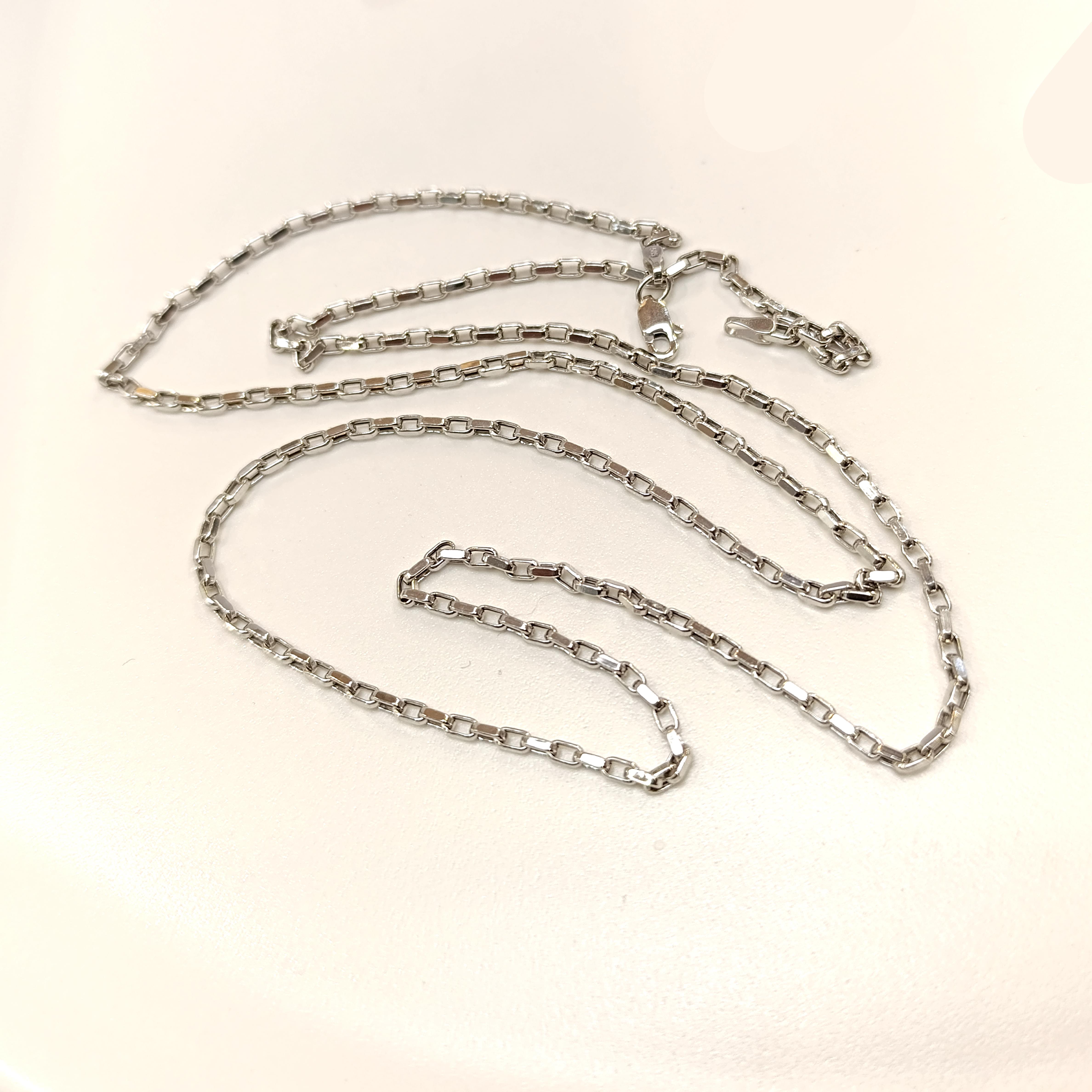 Beyaz 65cm Baget Zincir Kolye 14 Ayar Altın HD VİDEOLU